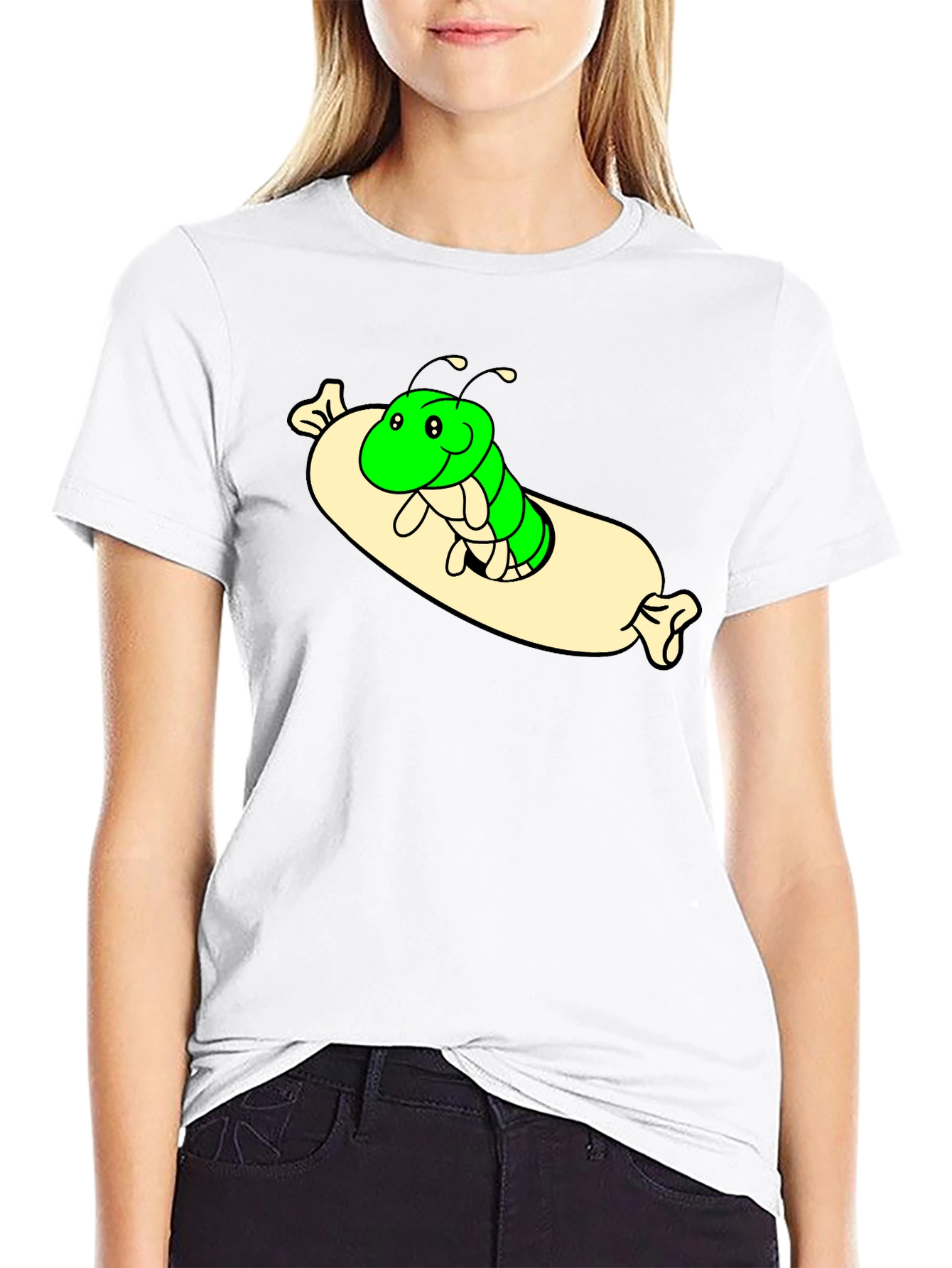 Cartoon Caterpillar T-Shirt - Comfy Black Tee