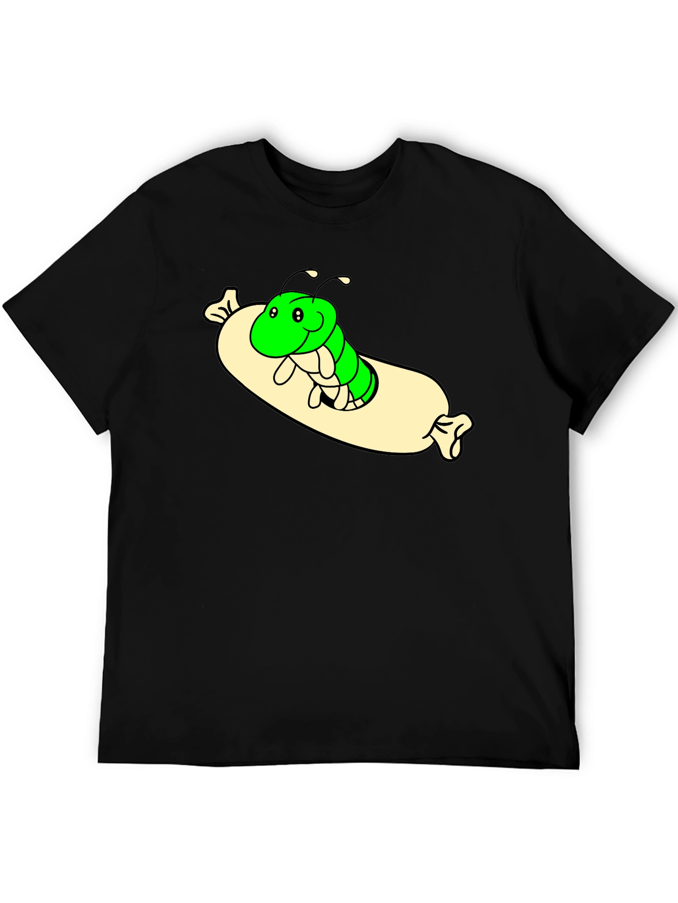 Cartoon Caterpillar T-Shirt - Comfy Black Tee