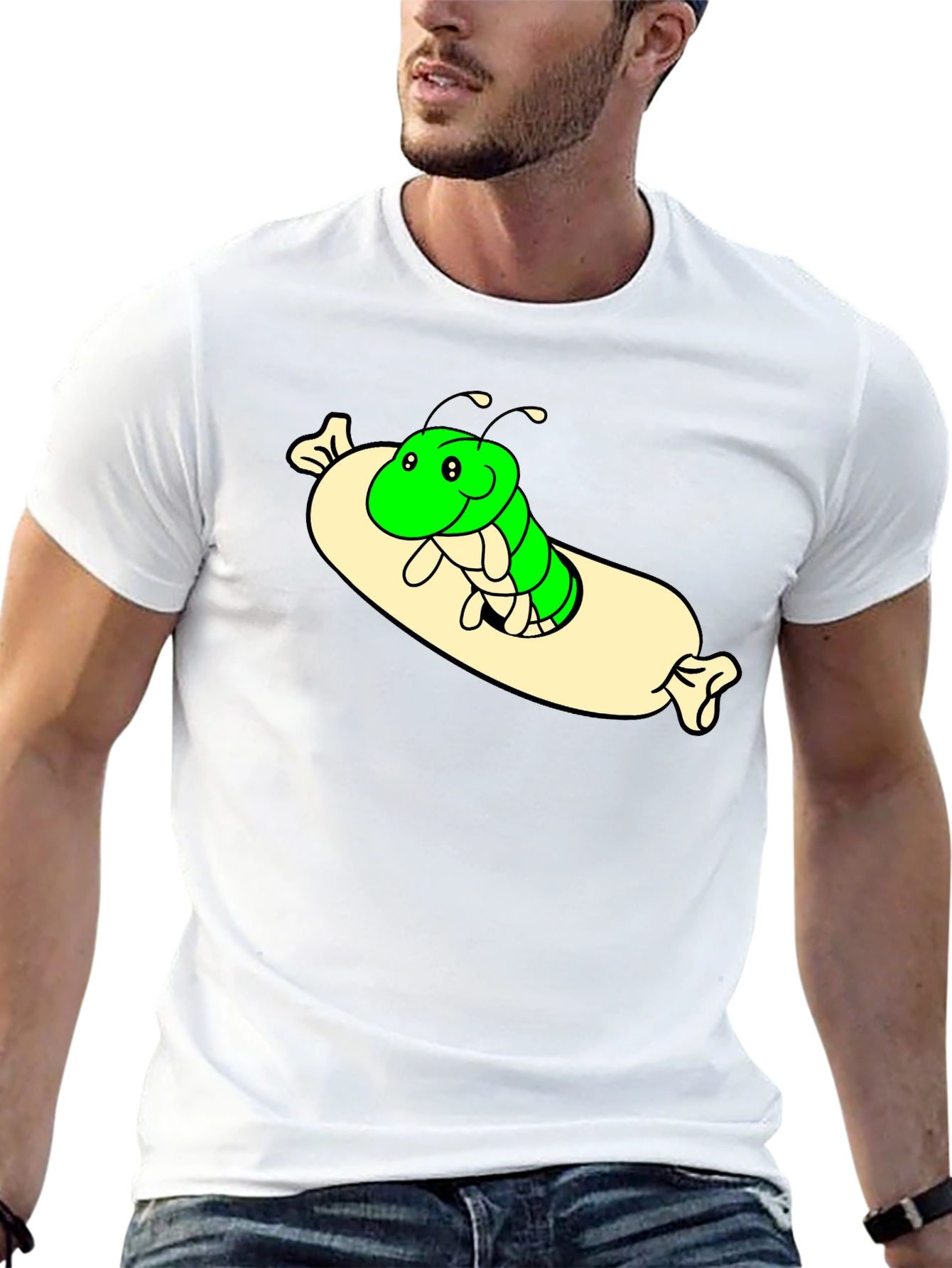 Cartoon Caterpillar T-Shirt - Comfy Black Tee
