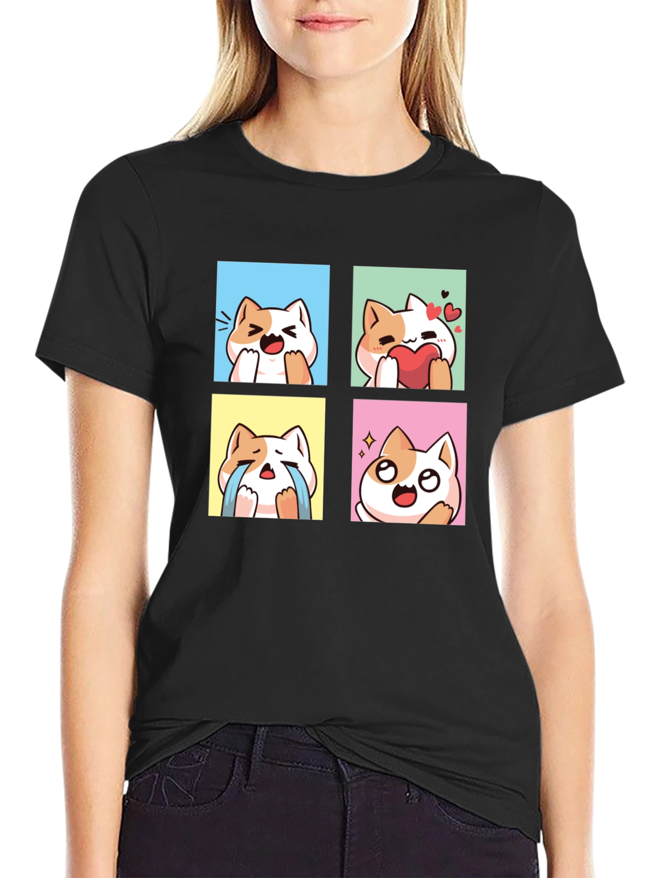 Cute Kawaii Cat Emotion T-Shirt