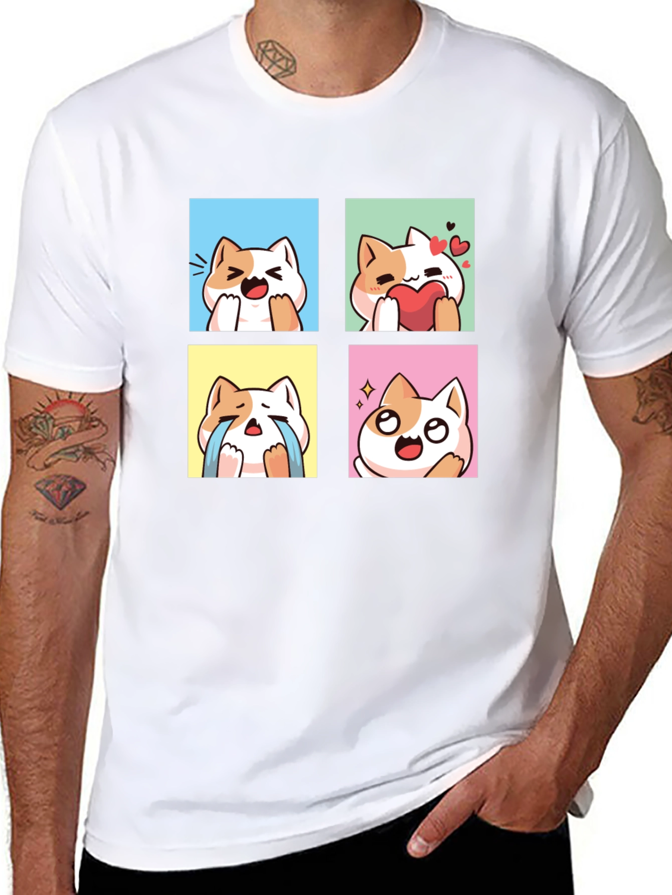 Cute Kawaii Cat Emotion T-Shirt