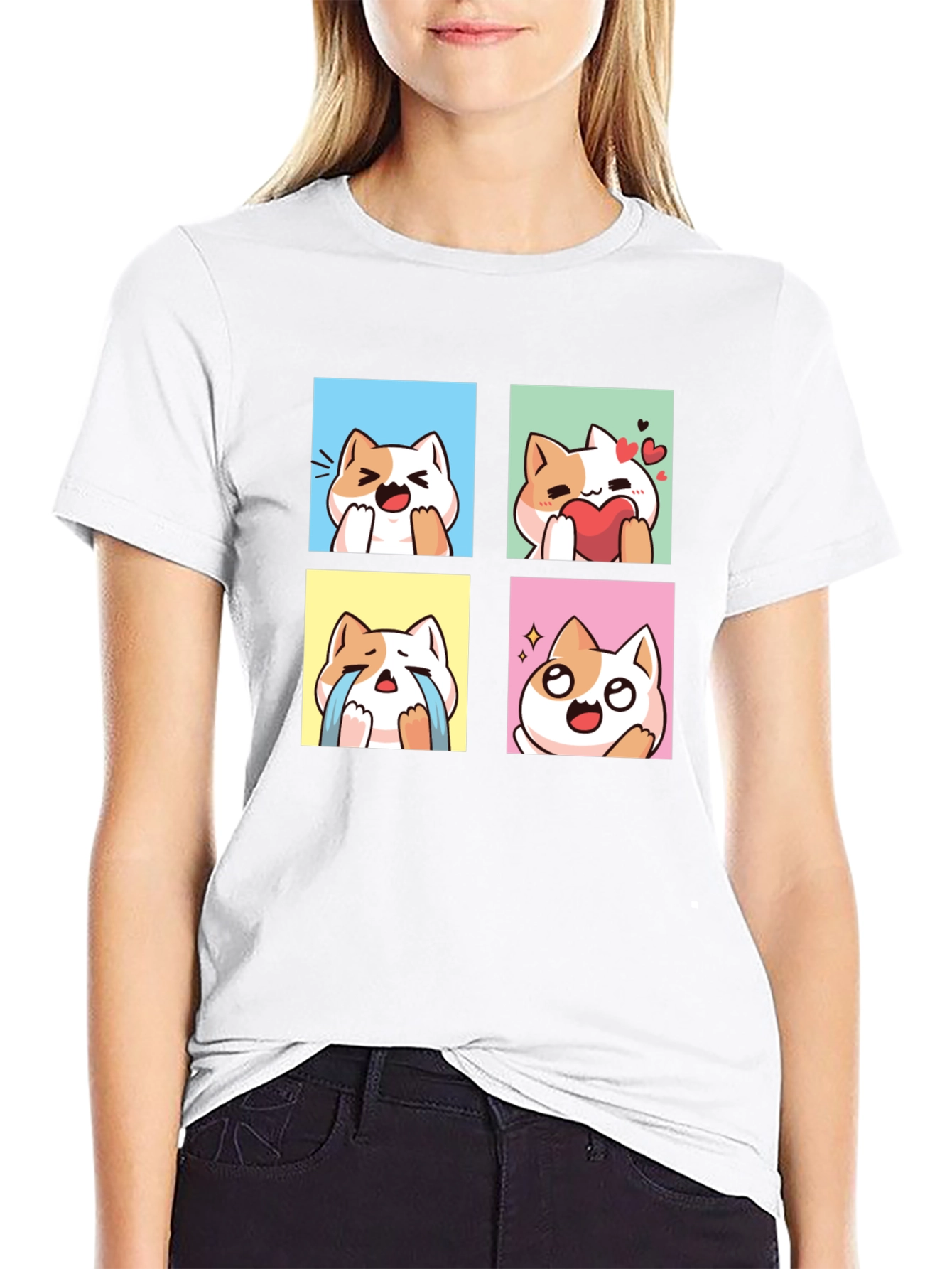 Cute Kawaii Cat Emotion T-Shirt
