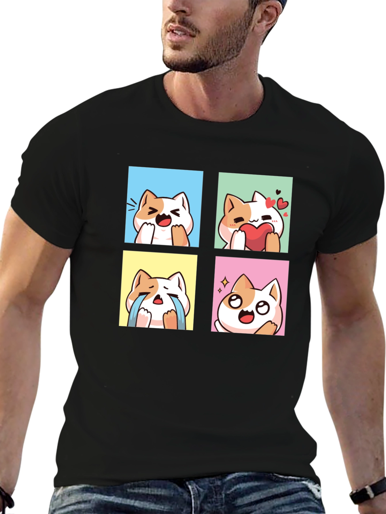 Cute Kawaii Cat Emotion T-Shirt