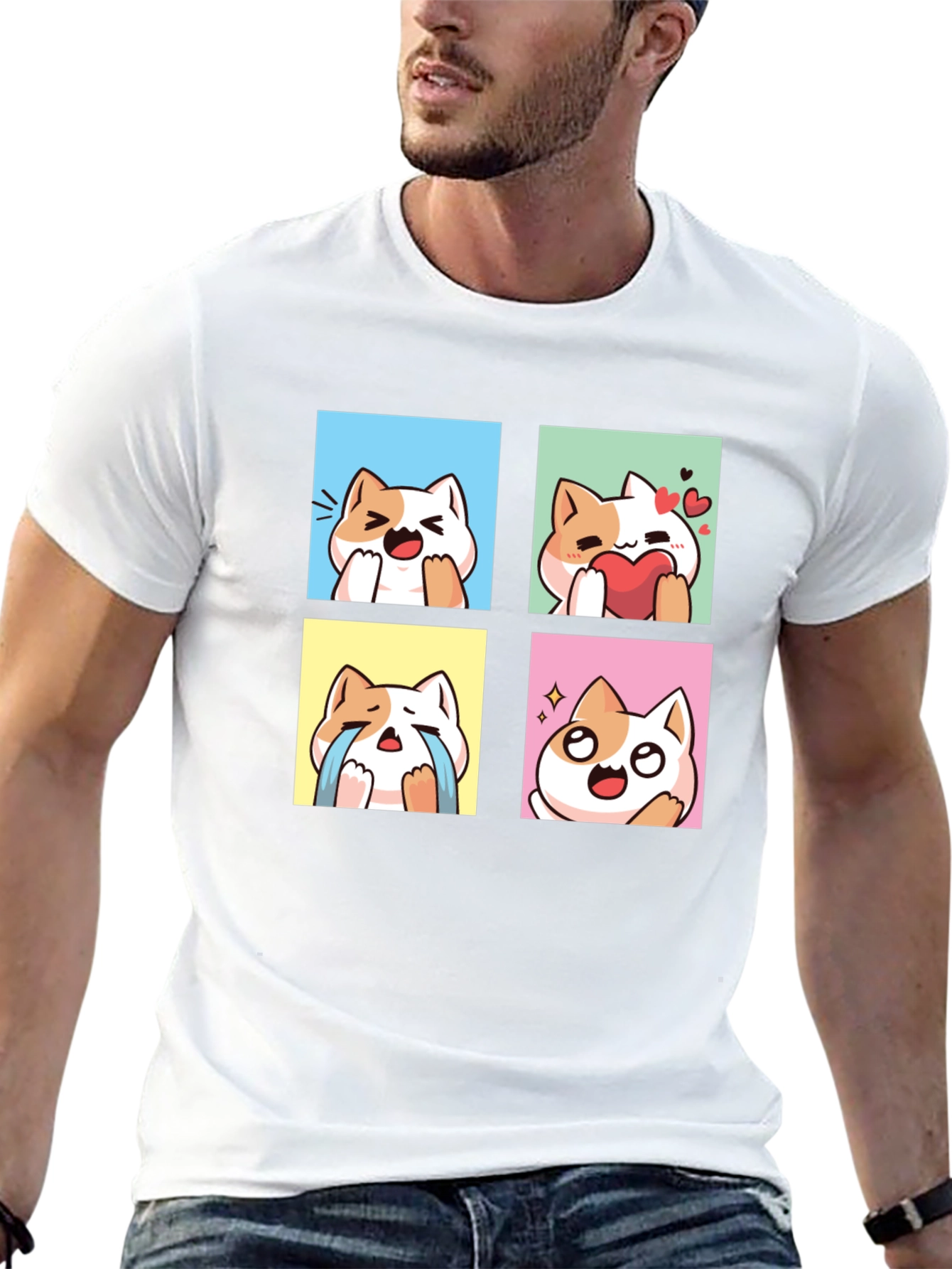 Cute Kawaii Cat Emotion T-Shirt