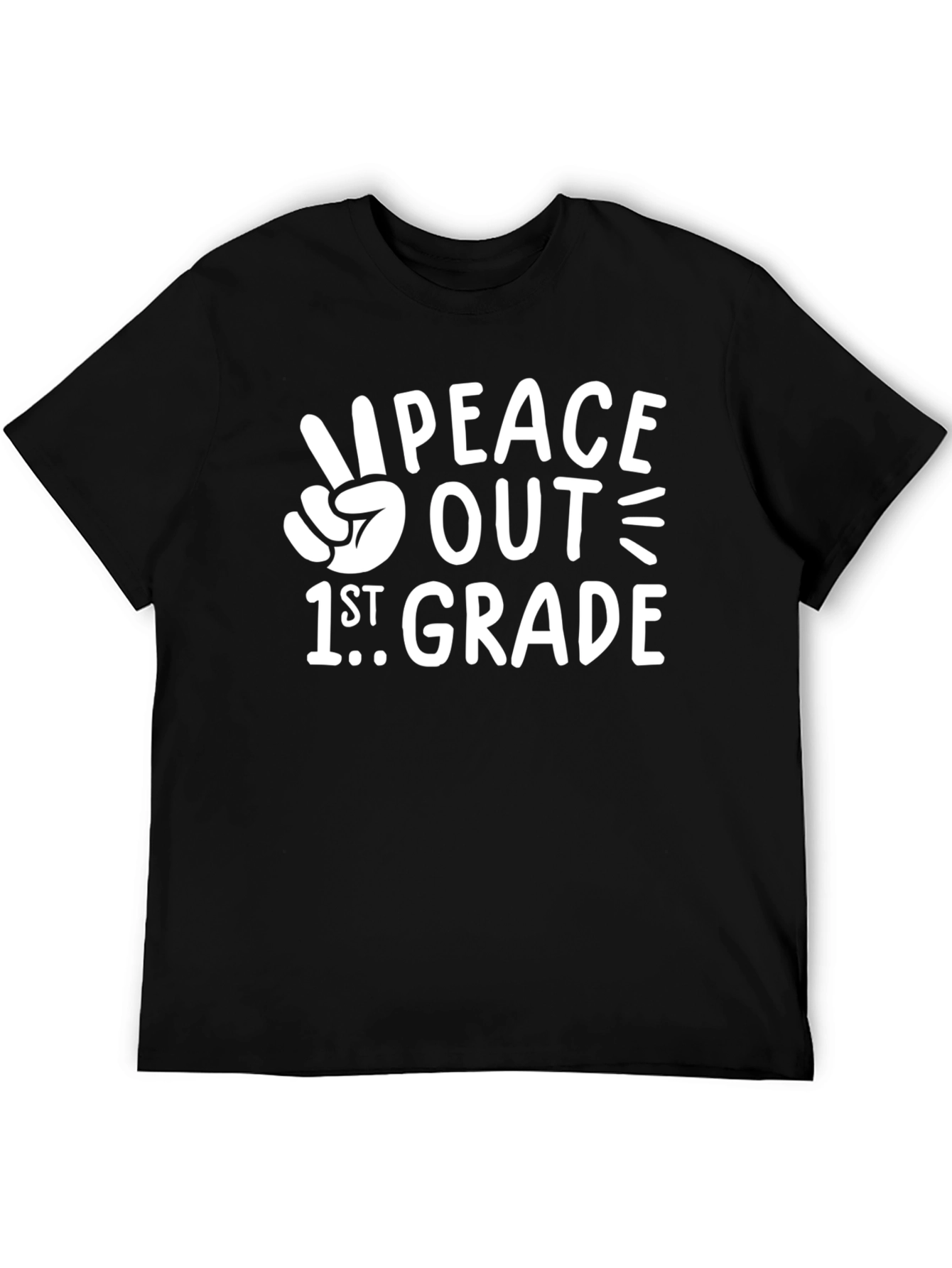 Peace Out 1st Grade T-Shirt - Black Cotton Tee