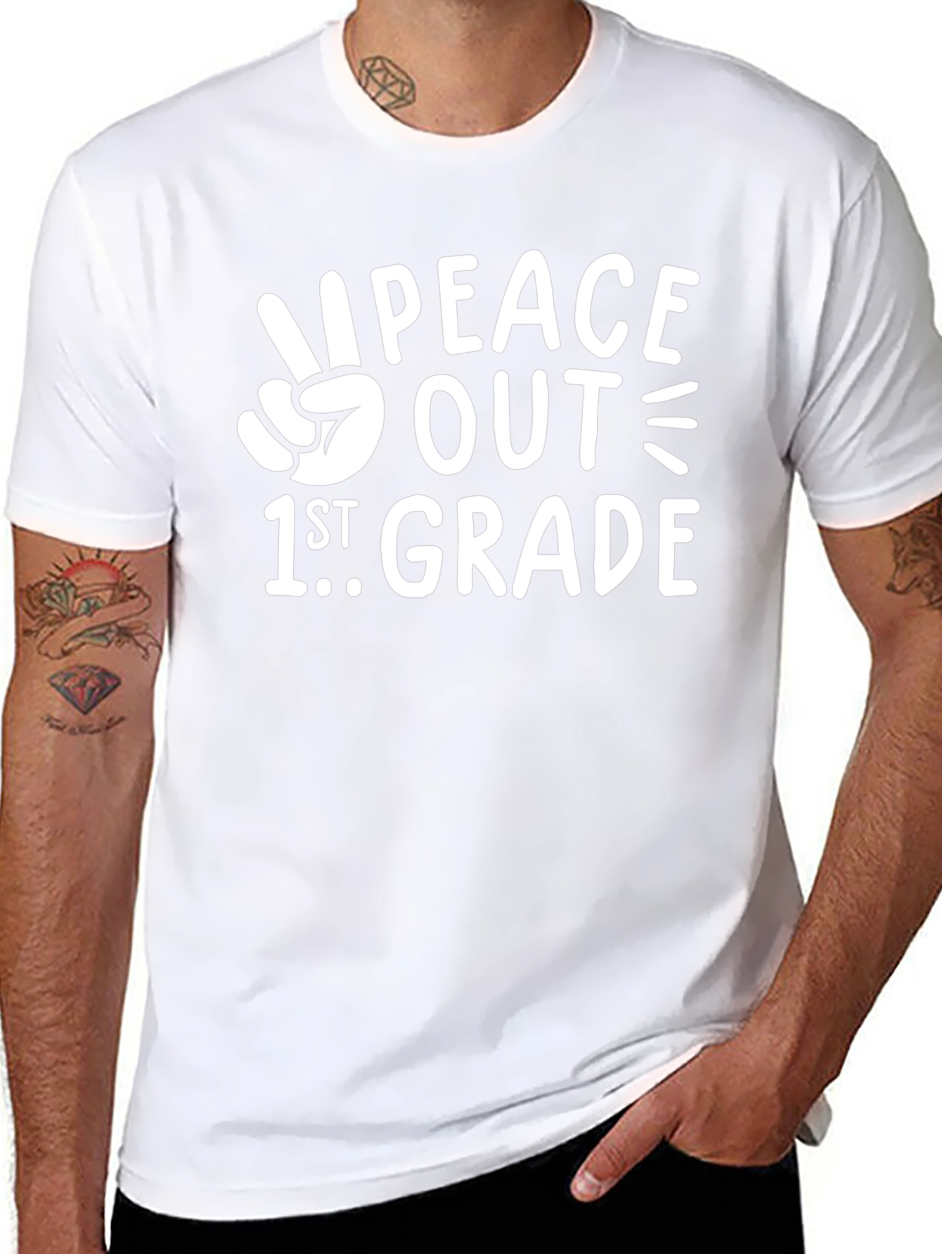 Peace Out 1st Grade T-Shirt - Black Cotton Tee