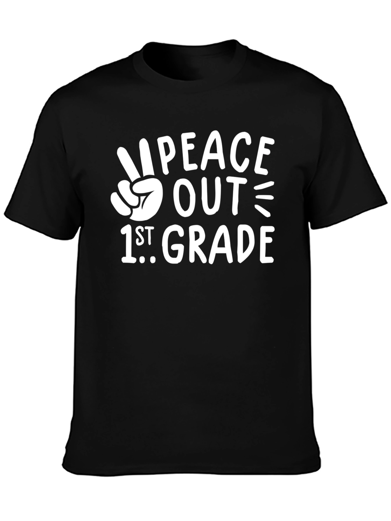Peace Out 1st Grade T-Shirt - Black Cotton Tee
