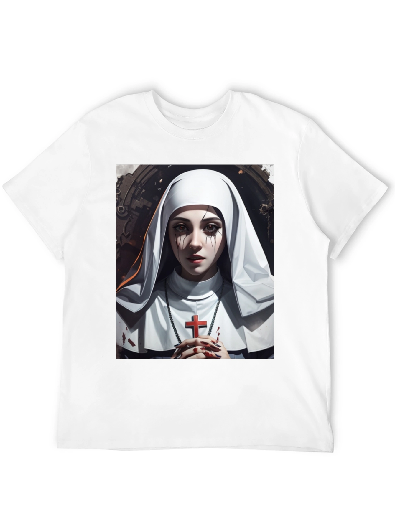 Nun Graphic T-Shirt - Edgy Religious Art Tee