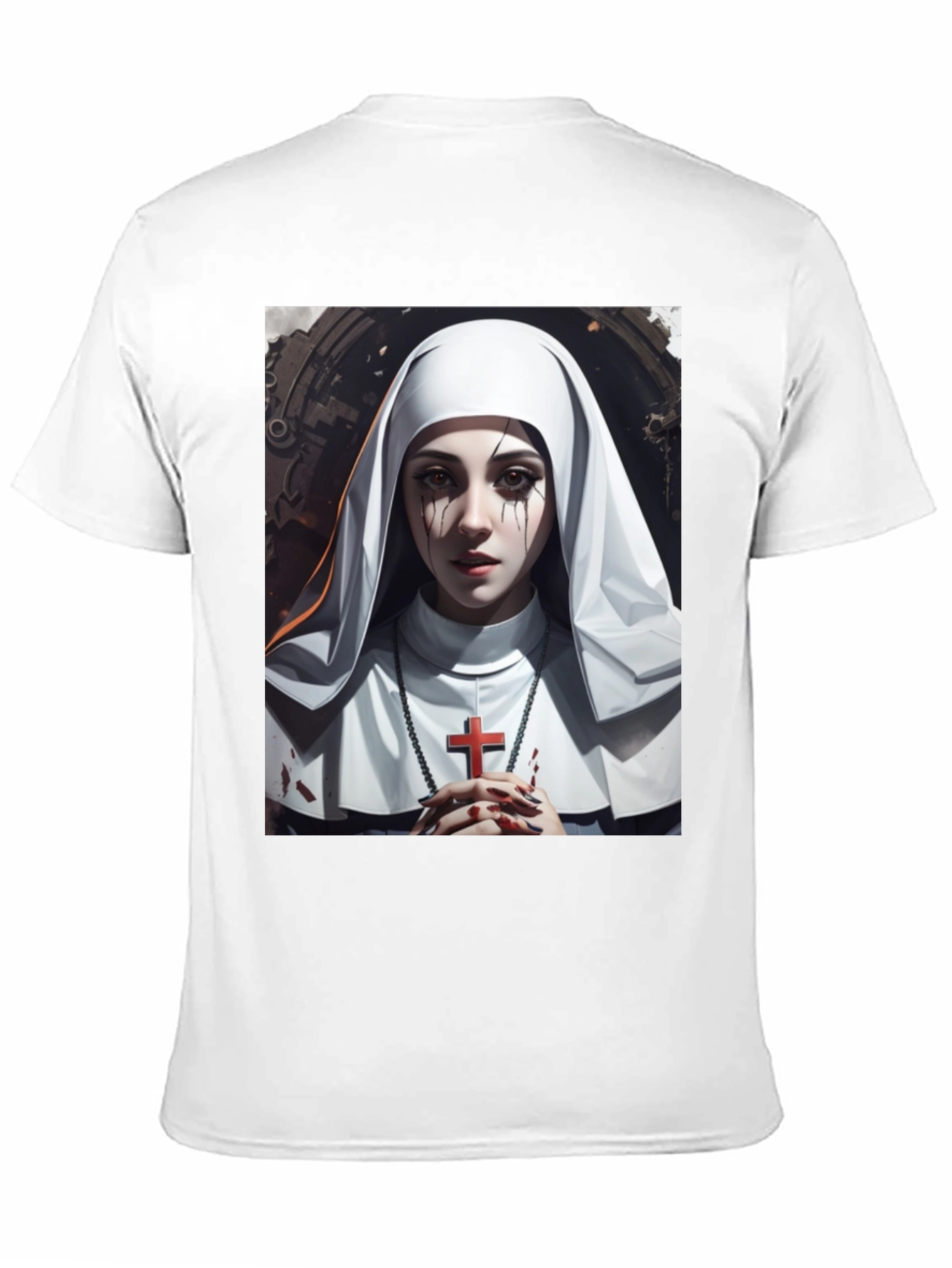Nun Graphic T-Shirt - Edgy Religious Art Tee