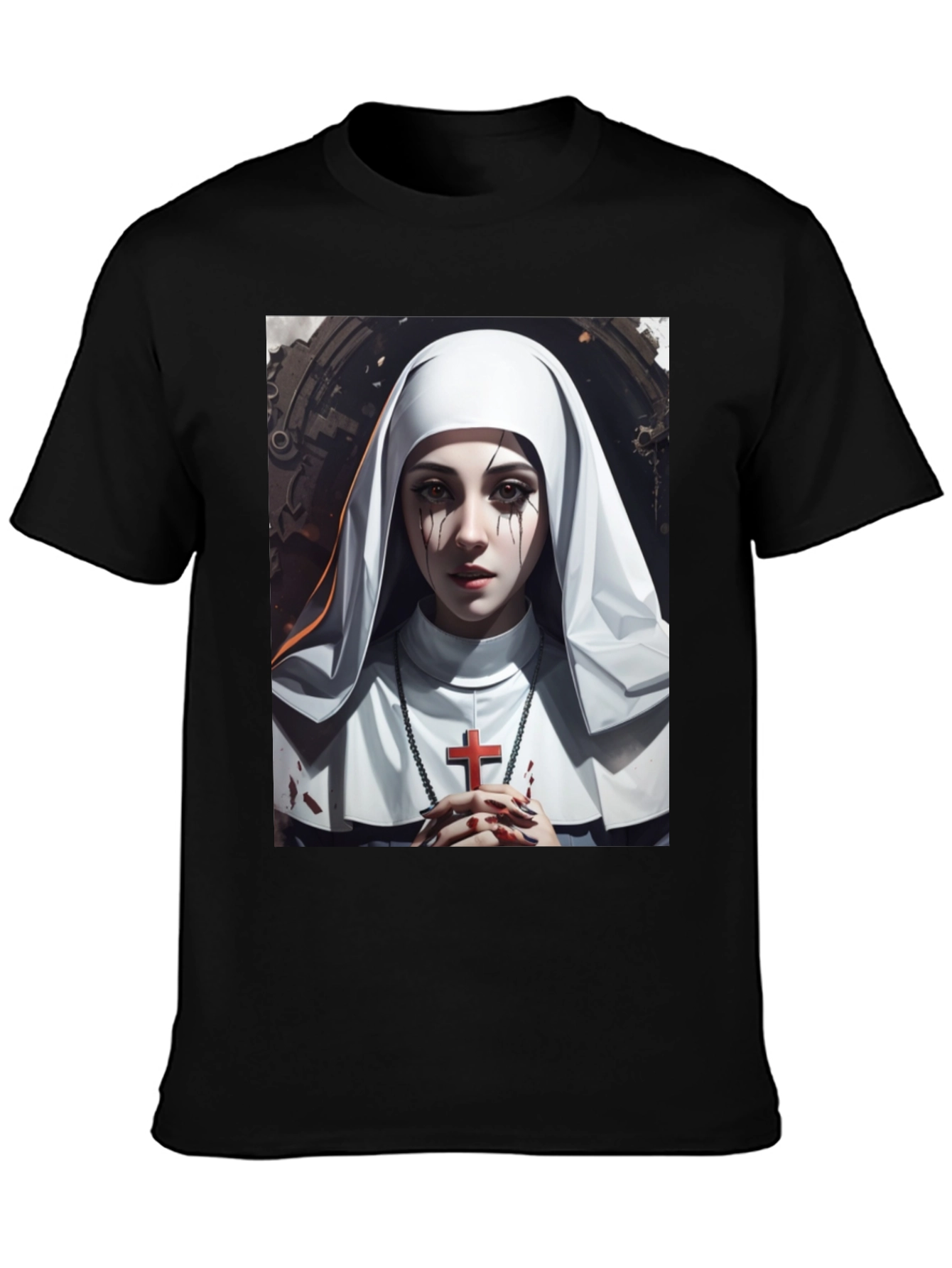 Nun Graphic T-Shirt - Edgy Religious Art Tee