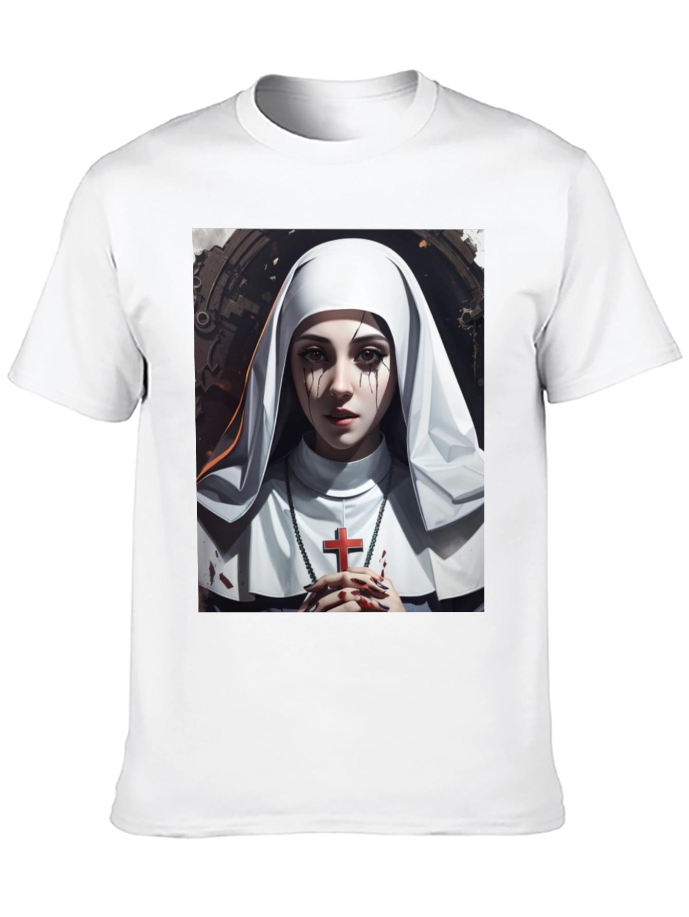 Nun Graphic T-Shirt - Edgy Religious Art Tee