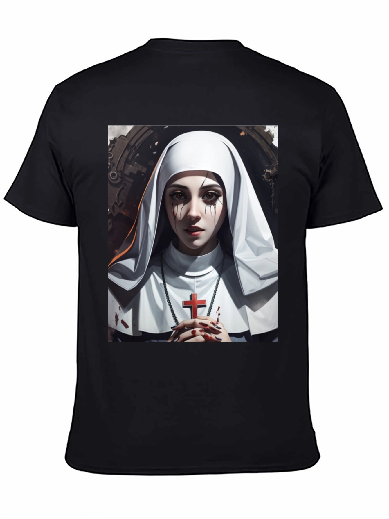 Nun Graphic T-Shirt - Edgy Religious Art Tee