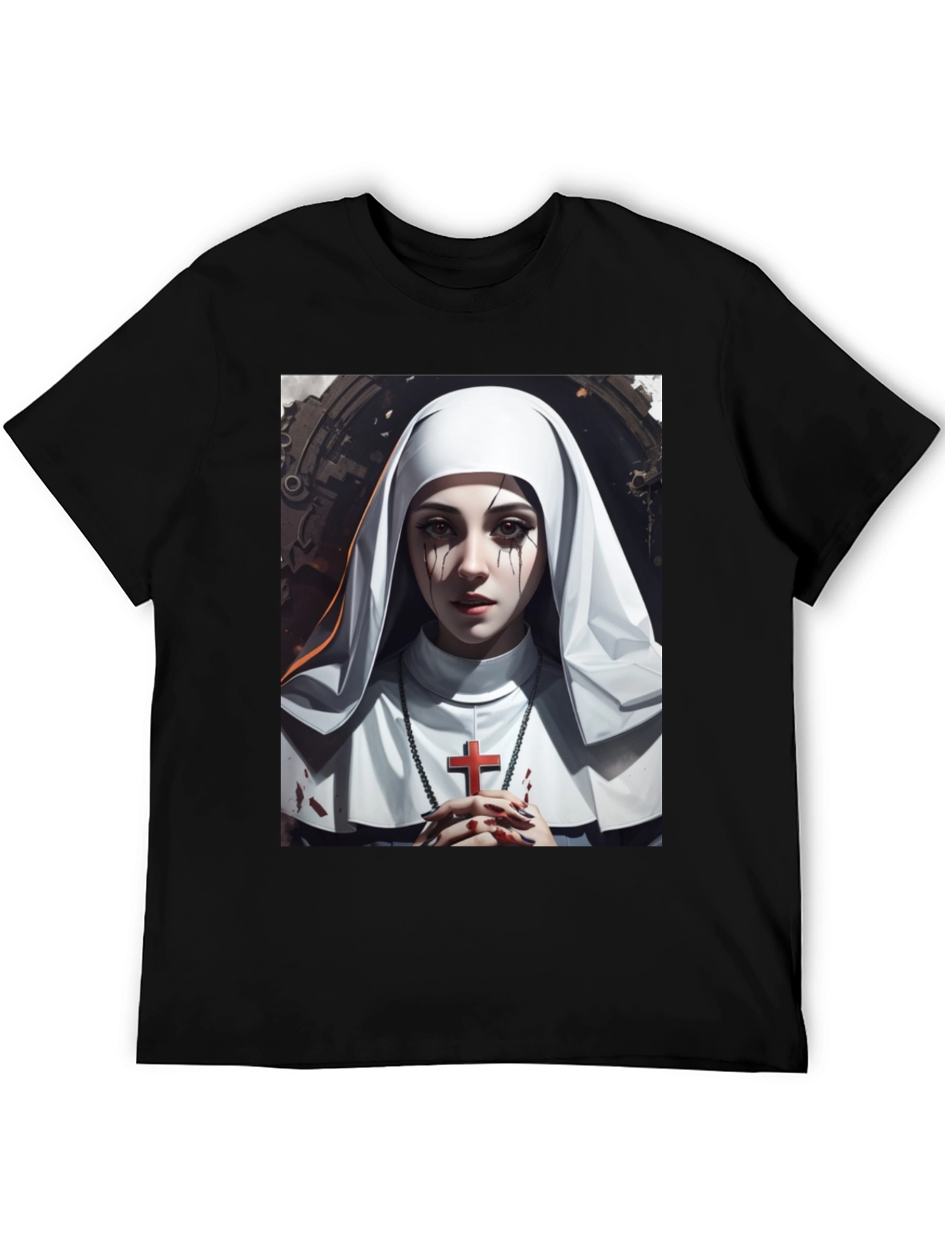 Nun Graphic T-Shirt - Edgy Religious Art Tee