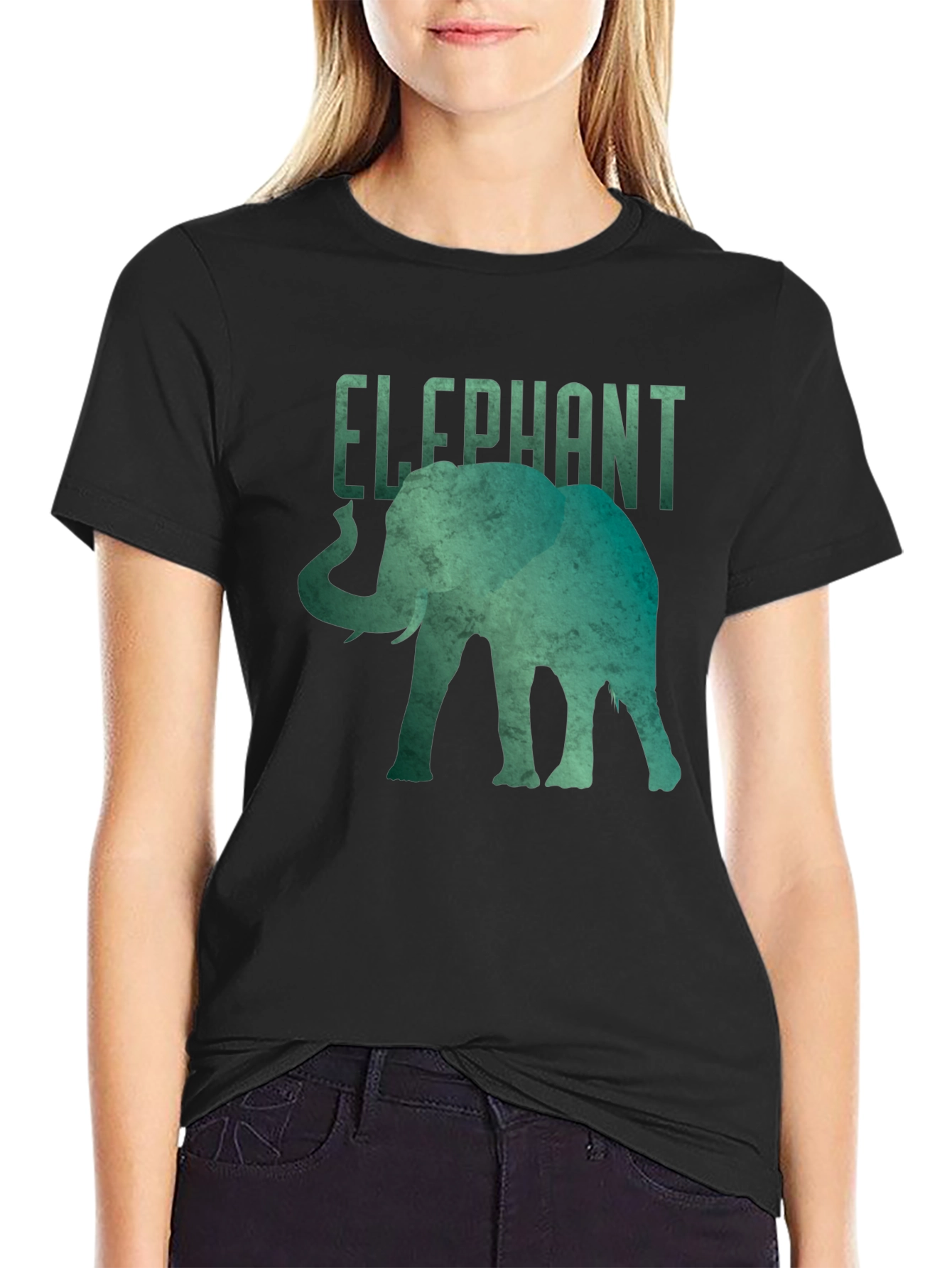 Elephant Graphic Tee - Black Short Sleeve Shirt