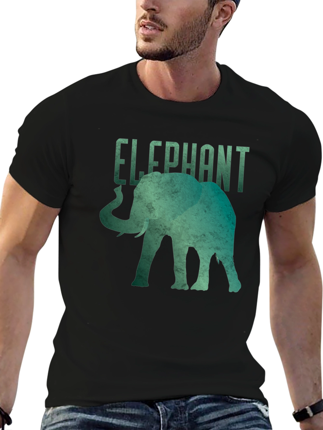 Elephant Graphic Tee - Black Short Sleeve Shirt