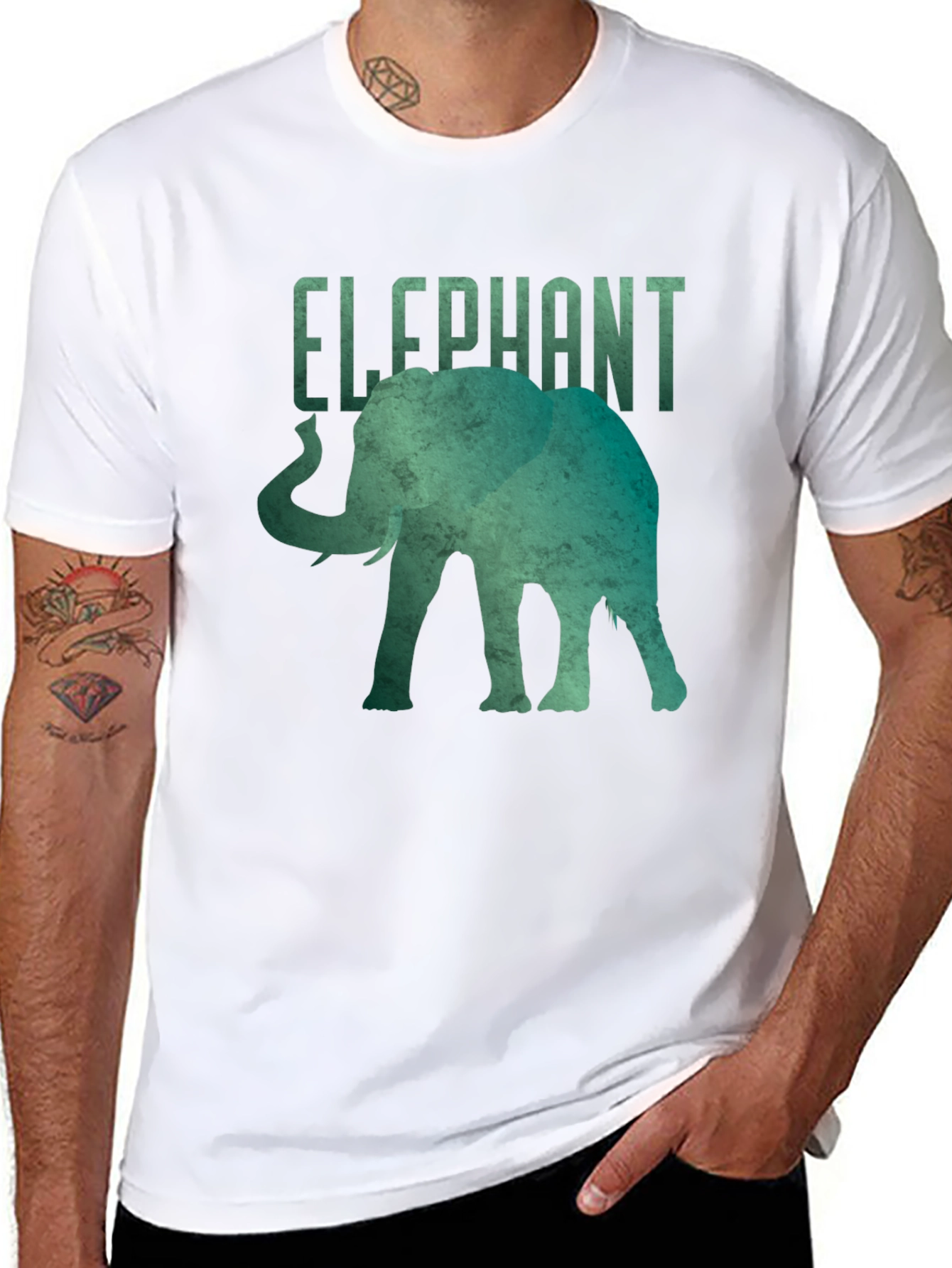 Elephant Graphic Tee - Black Short Sleeve Shirt