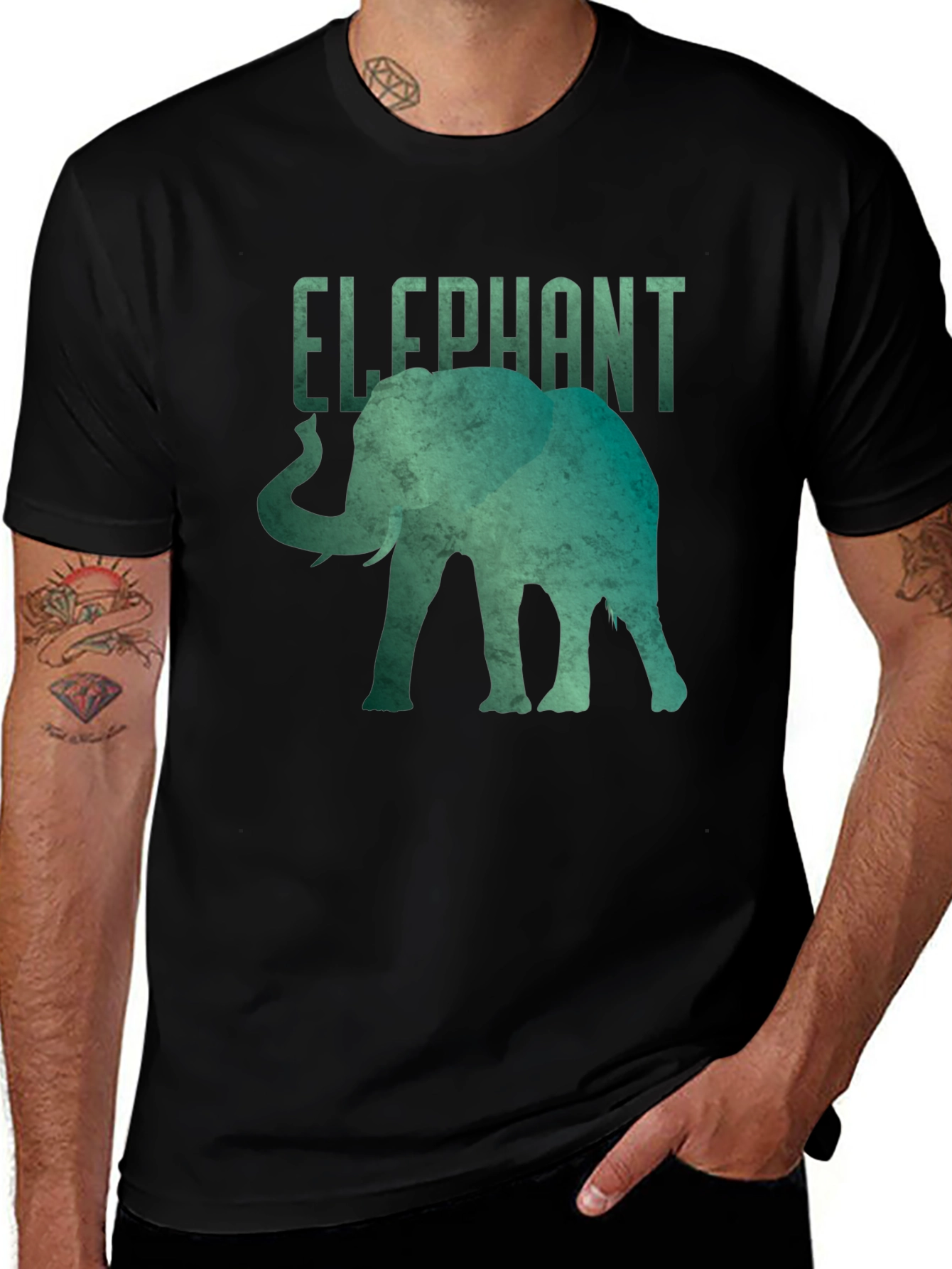 Elephant Graphic Tee - Black Short Sleeve Shirt