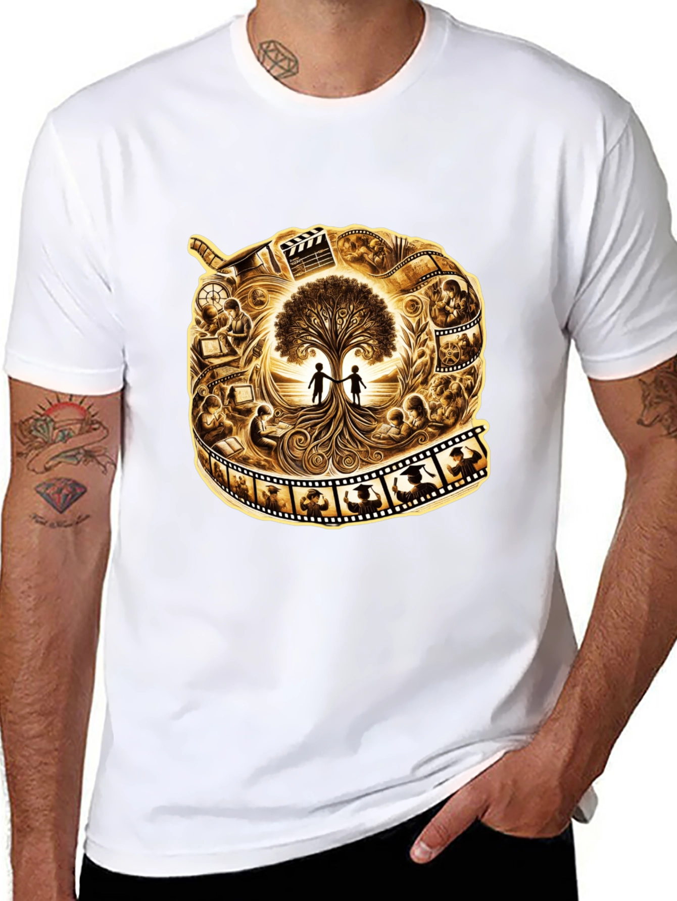 Film Reel Tree of Life Black Graphic Tee