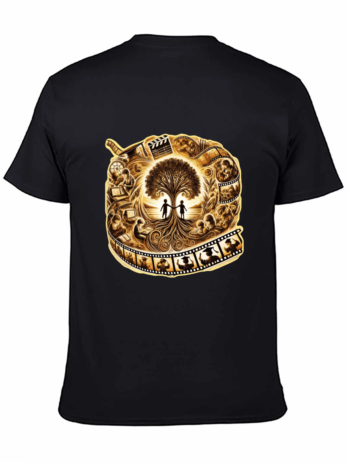 Film Reel Tree of Life Black Graphic Tee