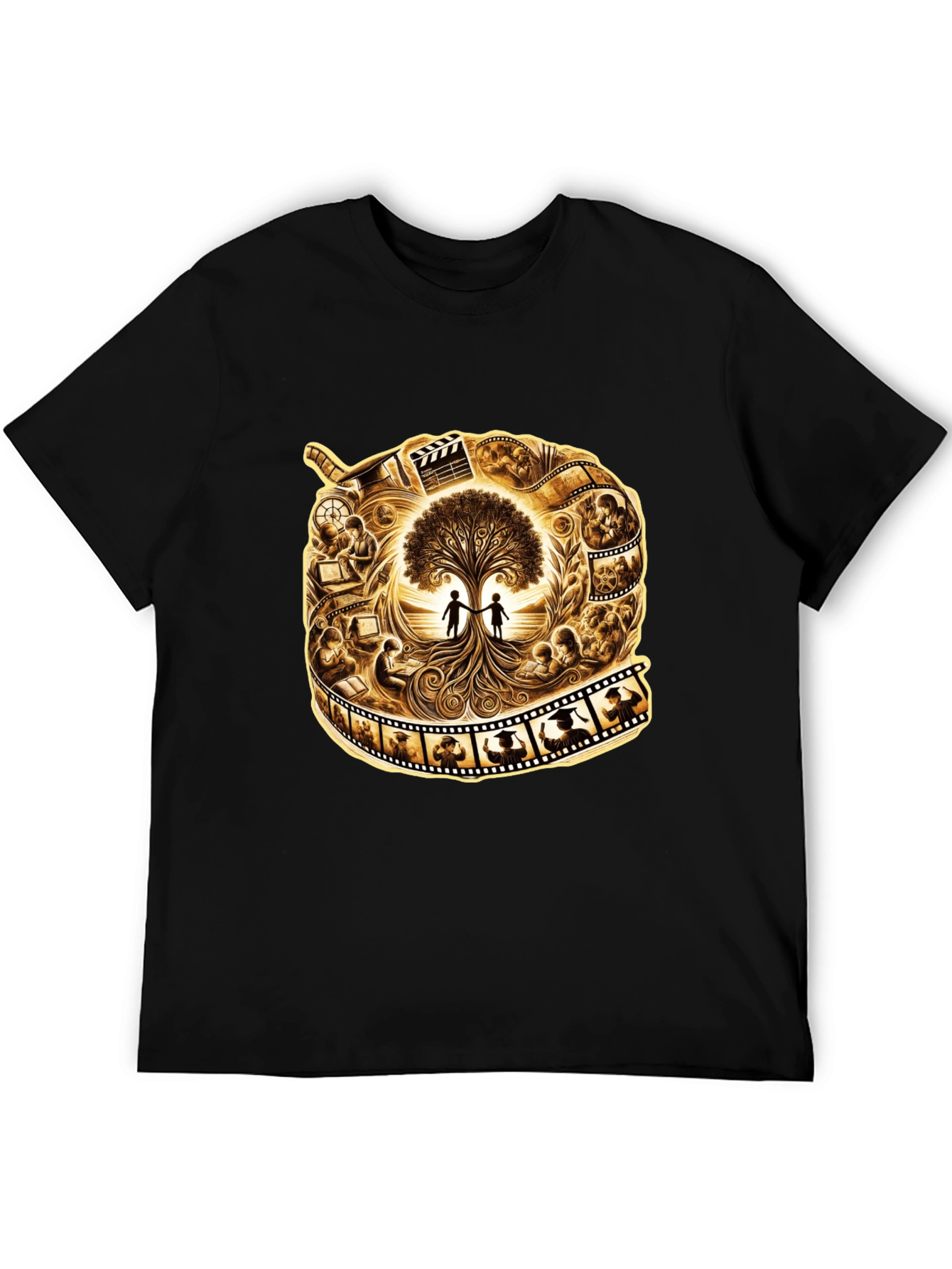 Film Reel Tree of Life Black Graphic Tee