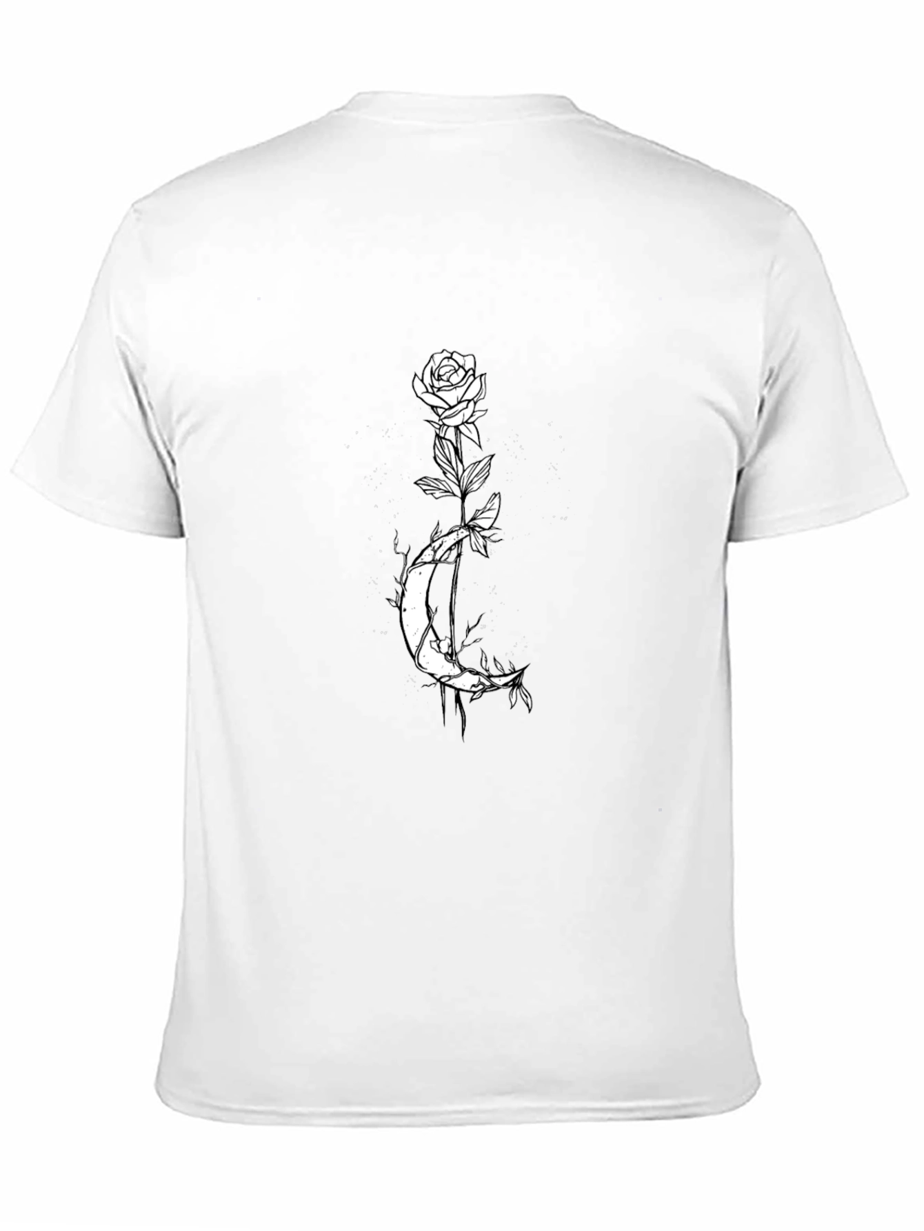 Rose and Moon Graphic Tee - Black Cotton