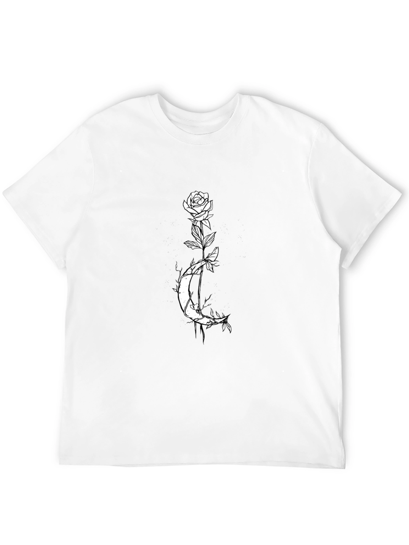 Rose and Moon Graphic Tee - Black Cotton