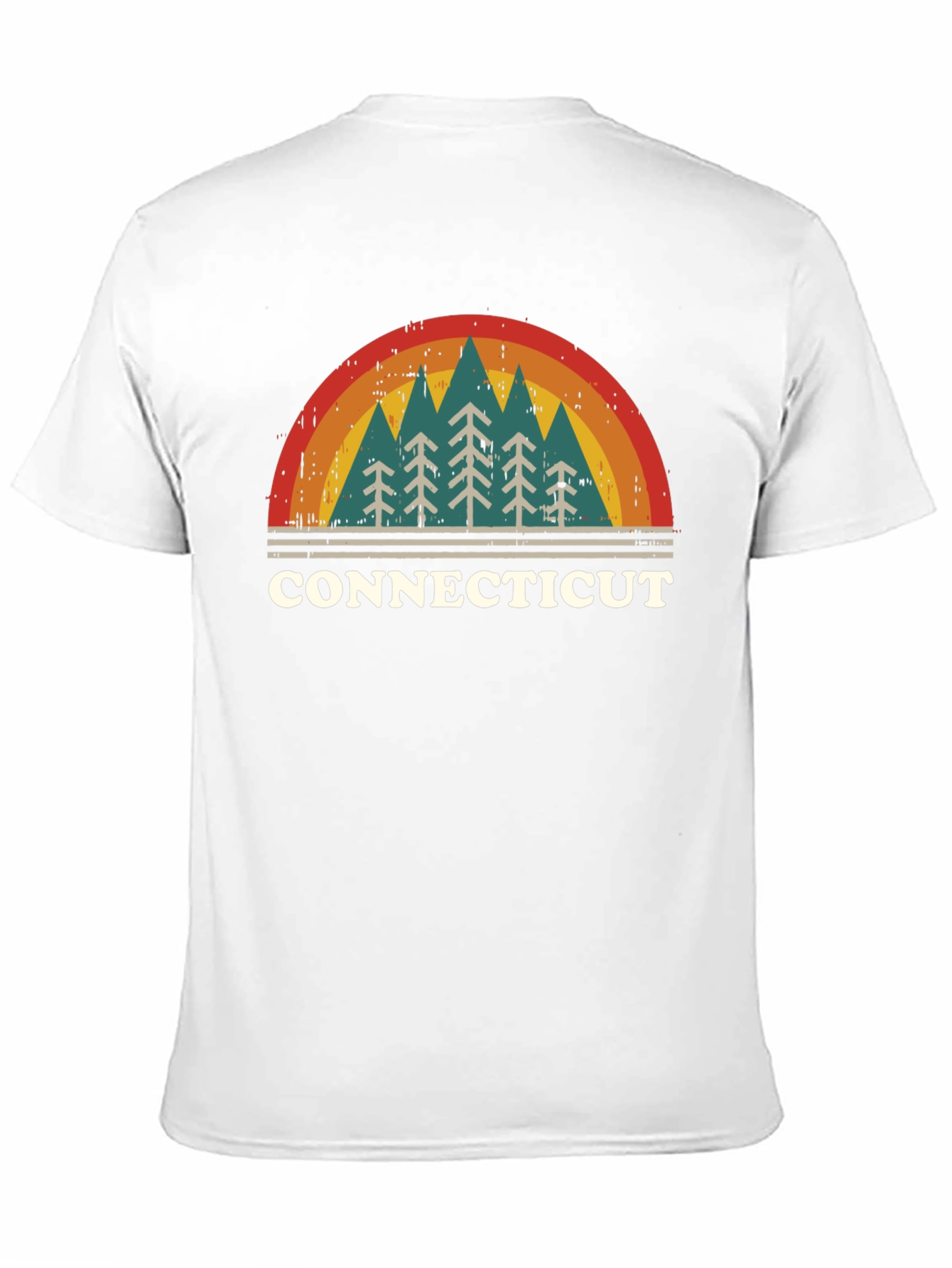 Retro Connecticut Trees Black T-Shirt