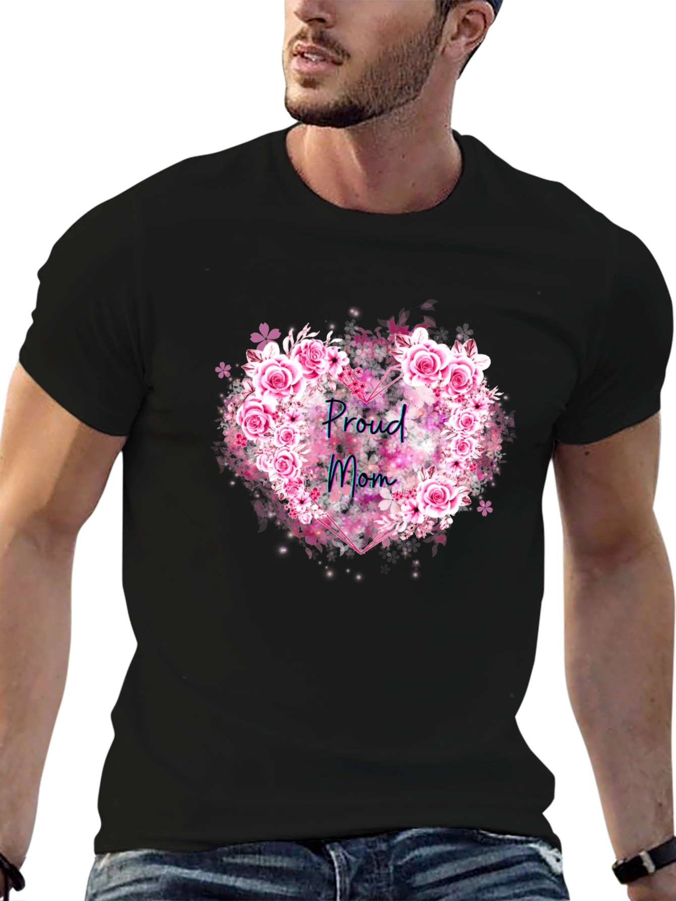 Proud Mom Floral Heart T-Shirt