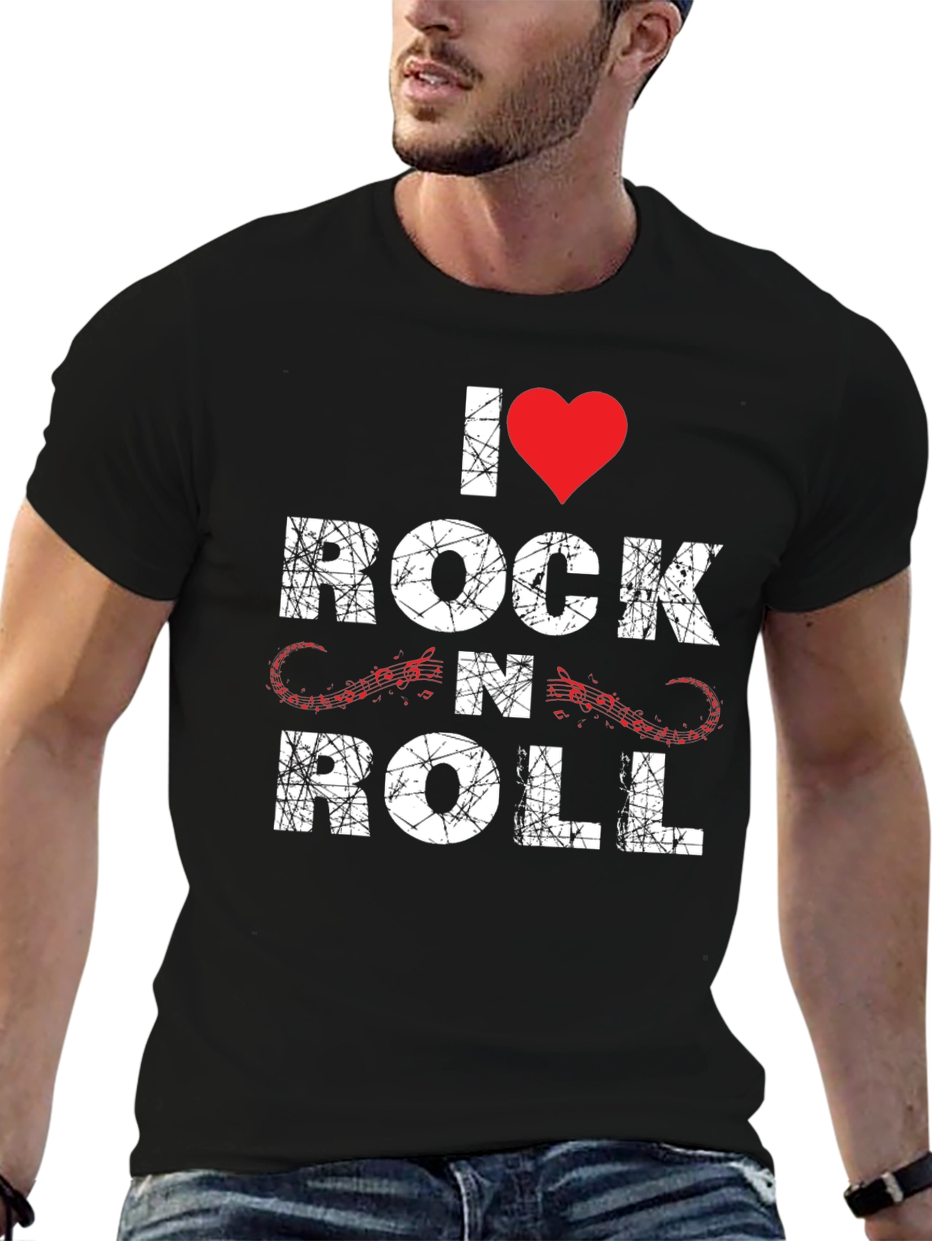 I Heart Rock N Roll Graphic Tee - Black
