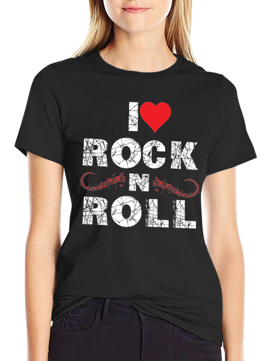 I Heart Rock N Roll Graphic Tee - Black