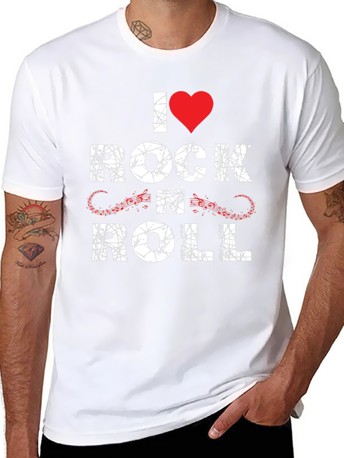 I Heart Rock N Roll Graphic Tee - Black