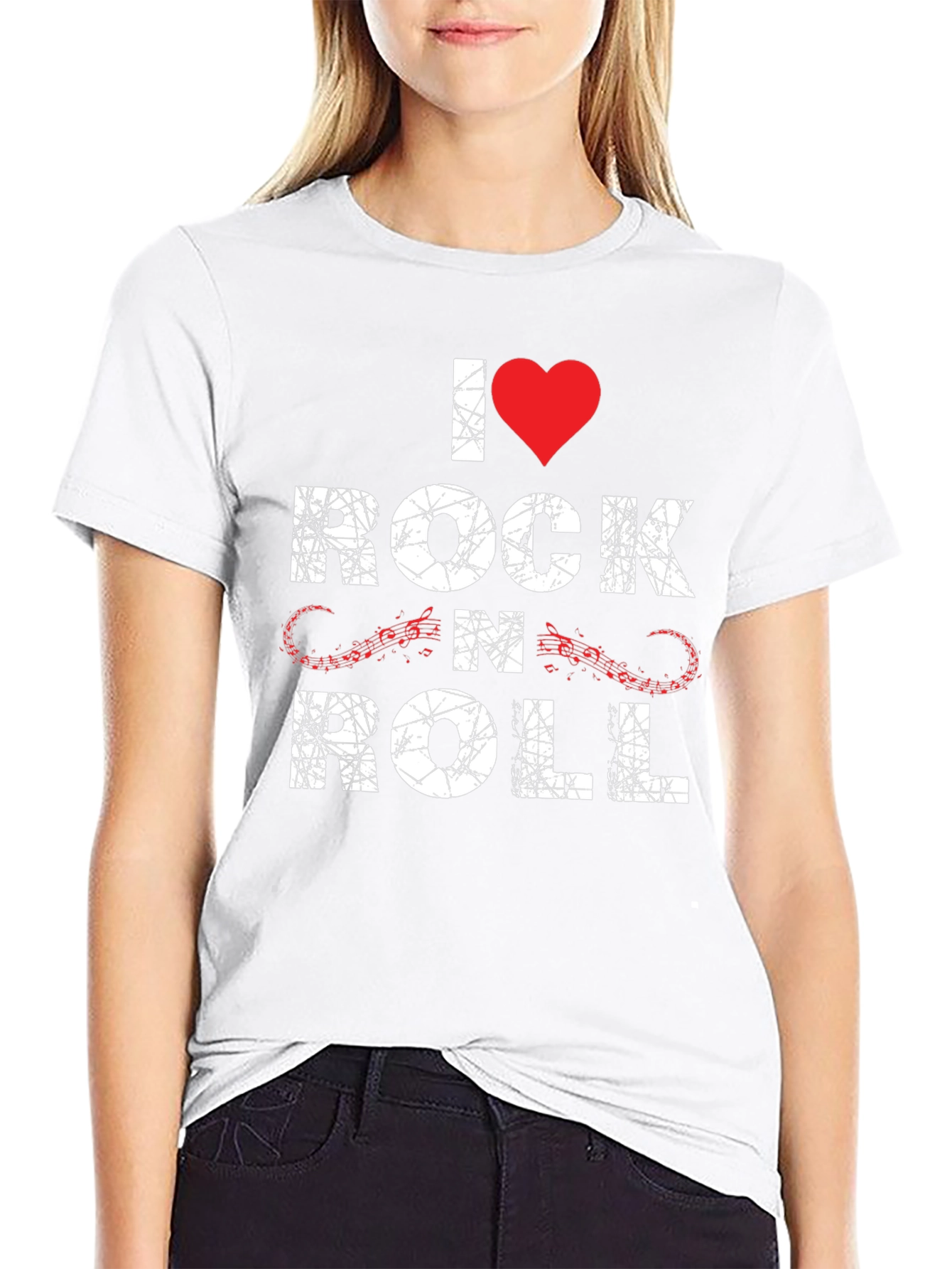 I Heart Rock N Roll Graphic Tee - Black