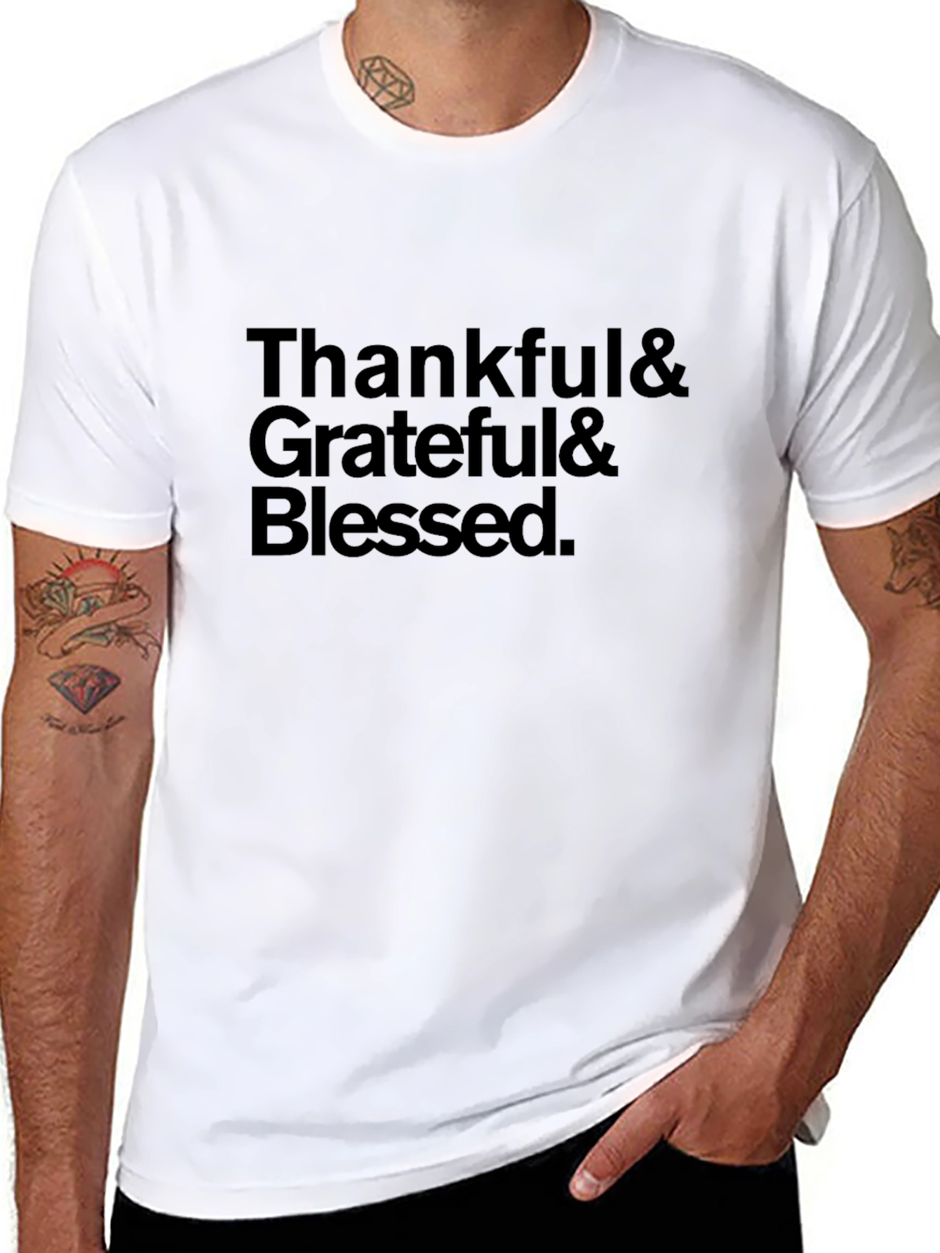 Thankful Grateful Blessed Black T-Shirt