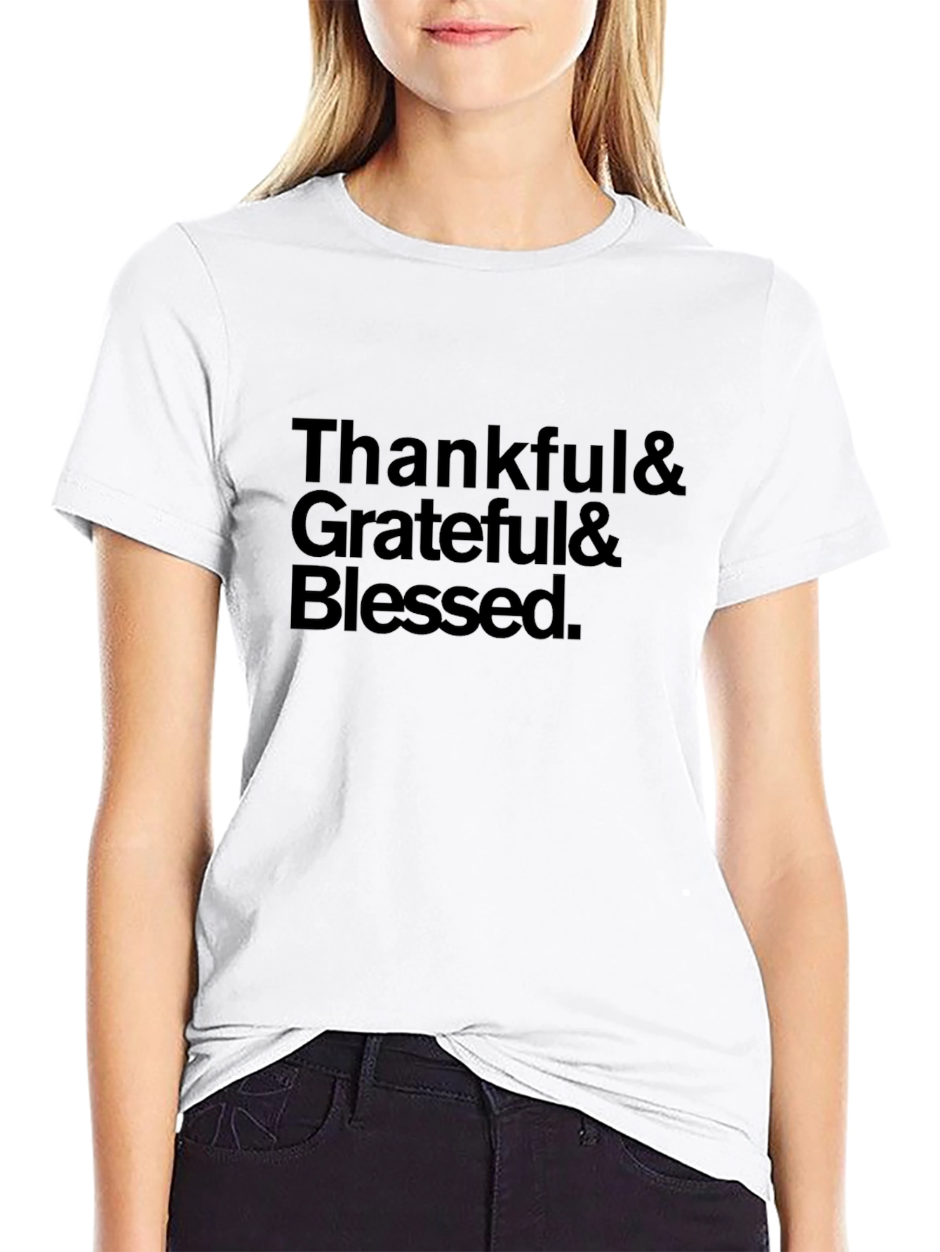 Thankful Grateful Blessed Black T-Shirt