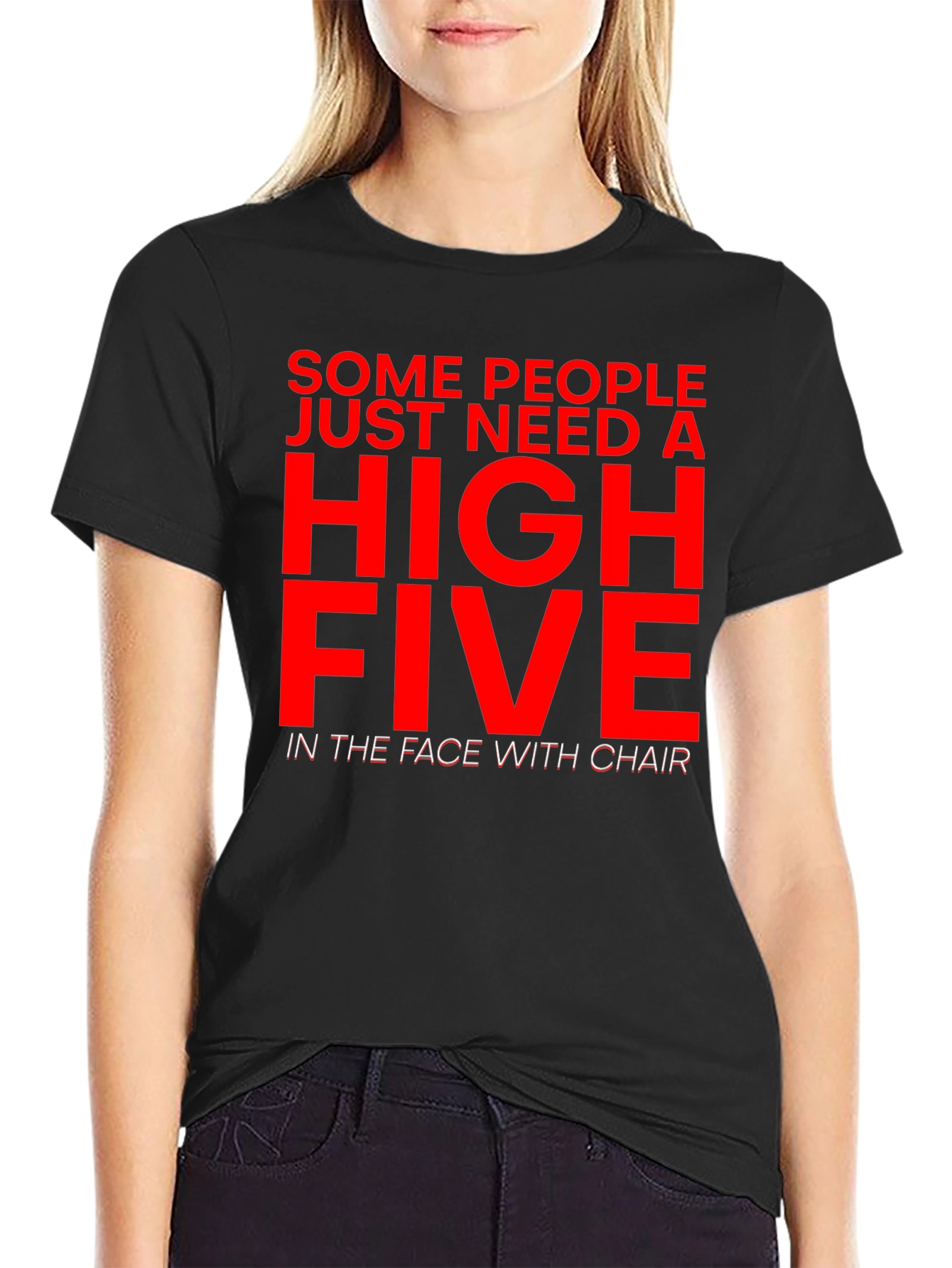 Sarcastic Humor T-Shirt - High Five With Chair
