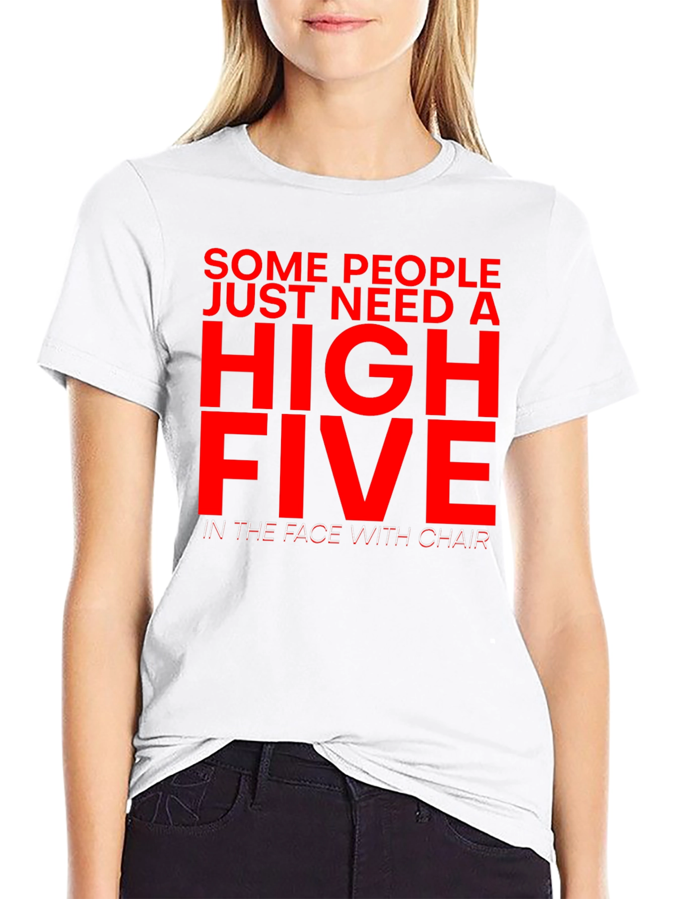 Sarcastic Humor T-Shirt - High Five With Chair