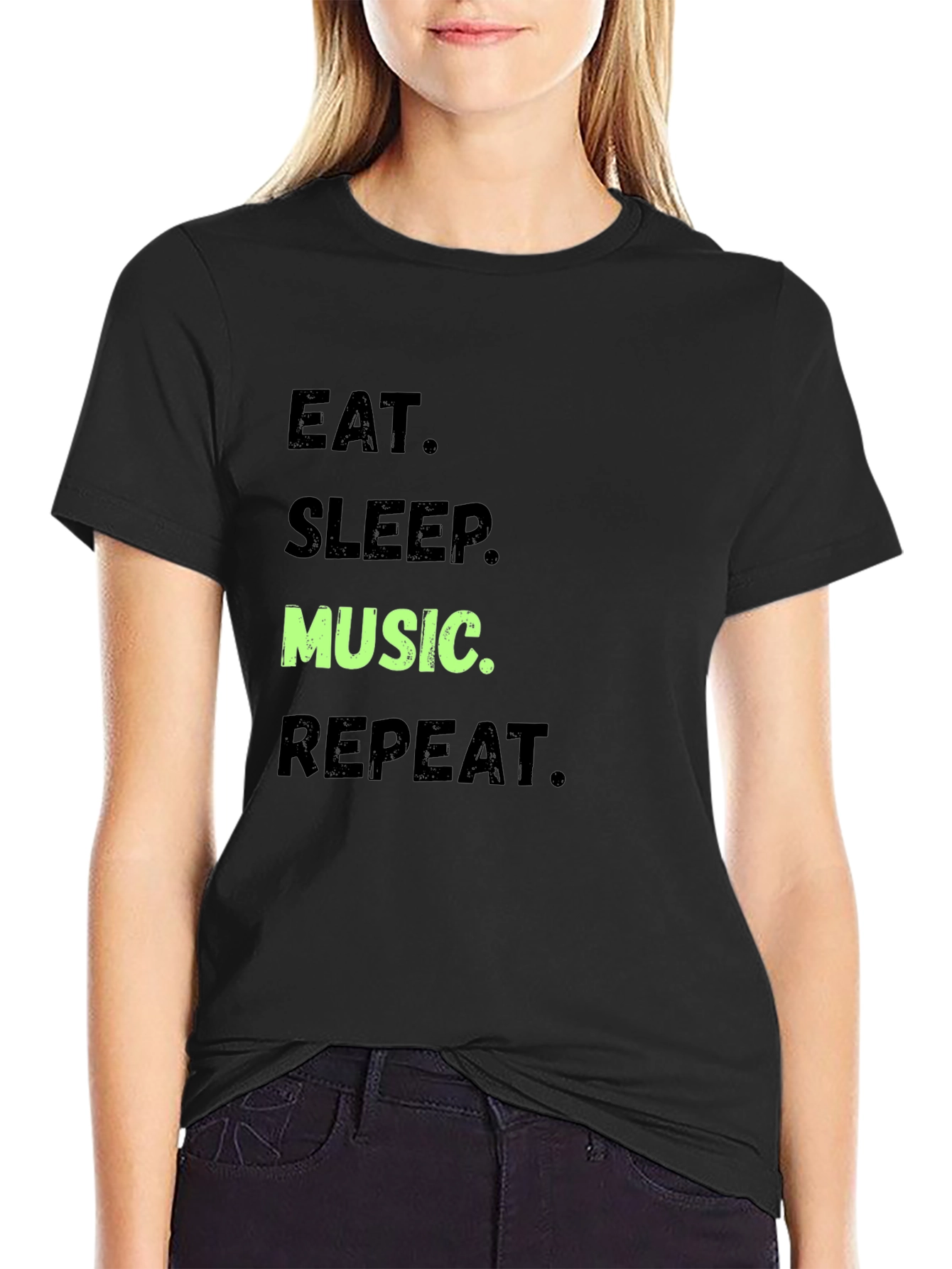 Eat Sleep Music Repeat Black T-Shirt