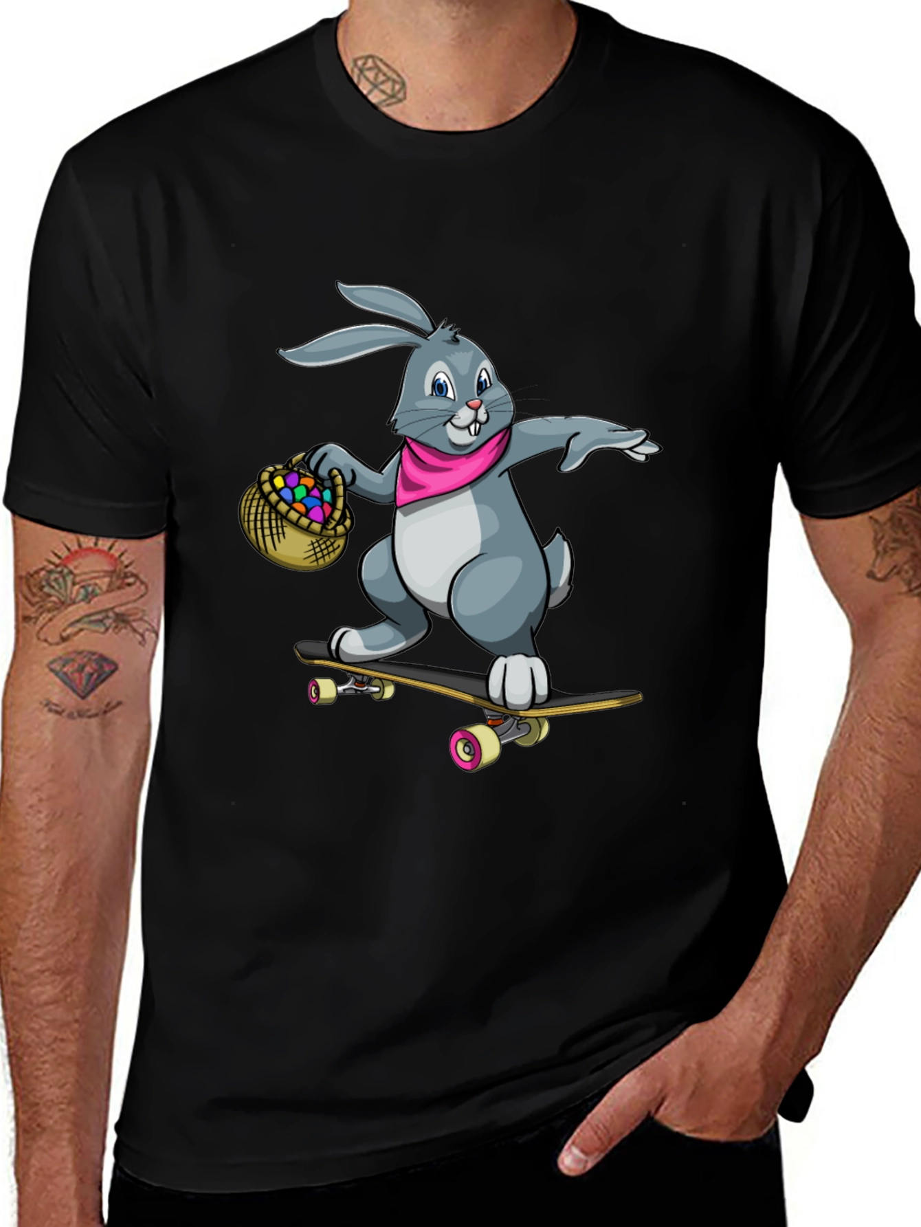 Cool Bunny Skateboarder Graphic Tee