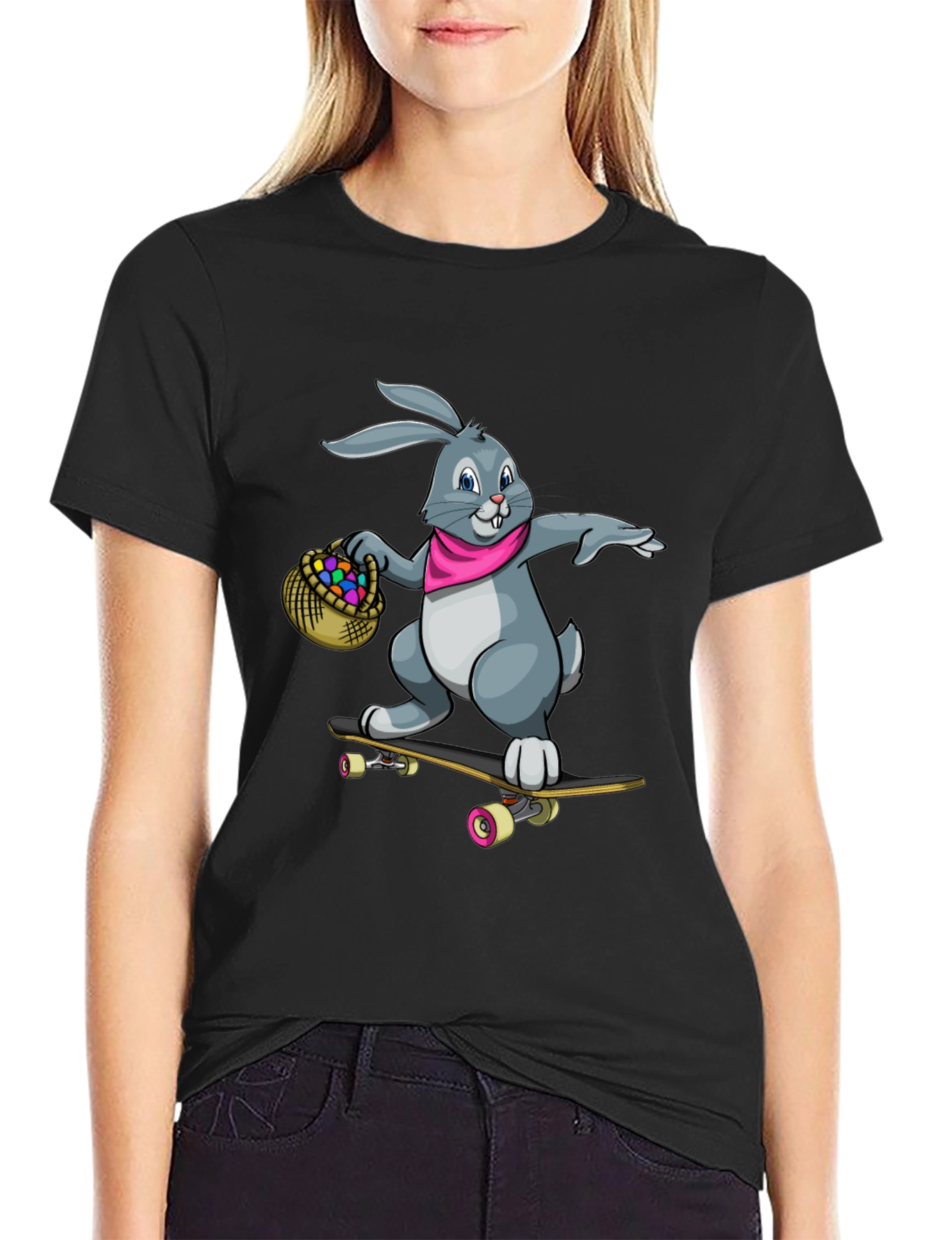 Cool Bunny Skateboarder Graphic Tee