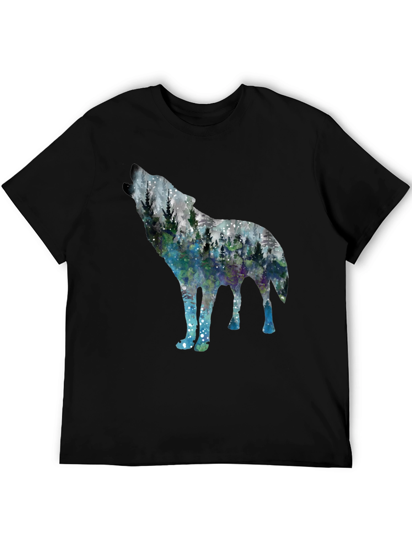 Wolf Forest Graphic Tee - Black Cotton Blend