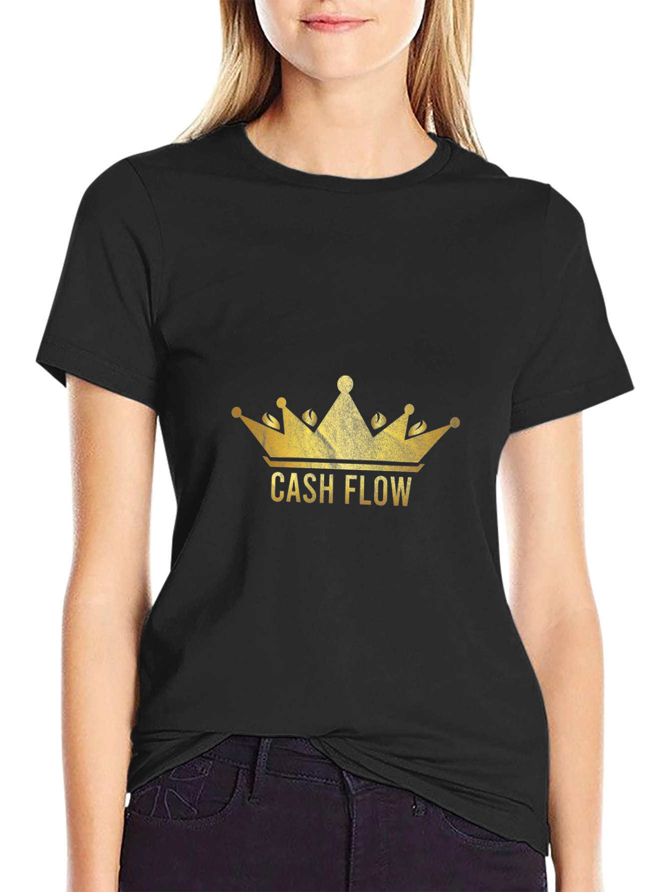 Cash Flow Crown Graphic Tee - Stylish Black T-Shirt