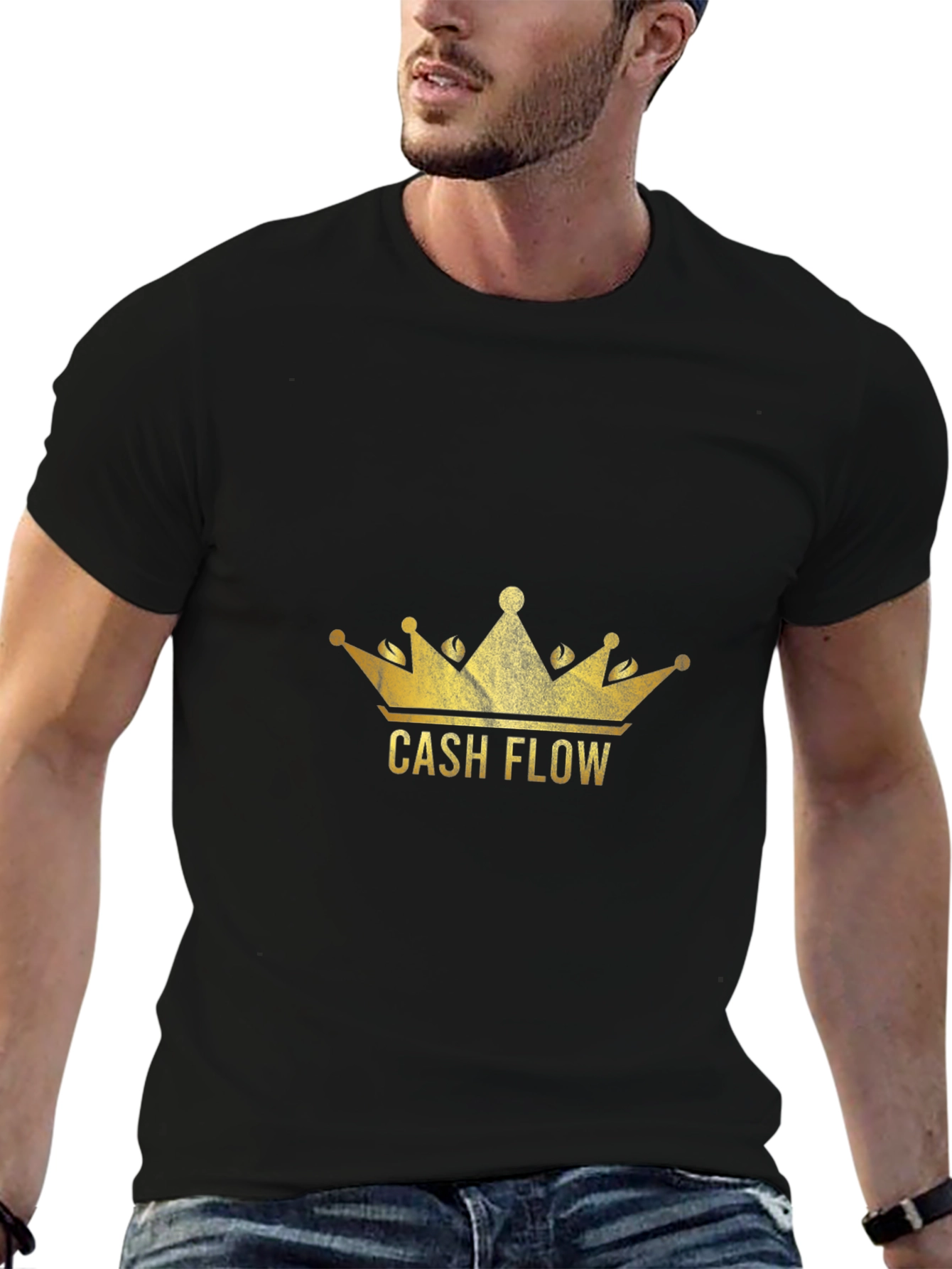Cash Flow Crown Graphic Tee - Stylish Black T-Shirt