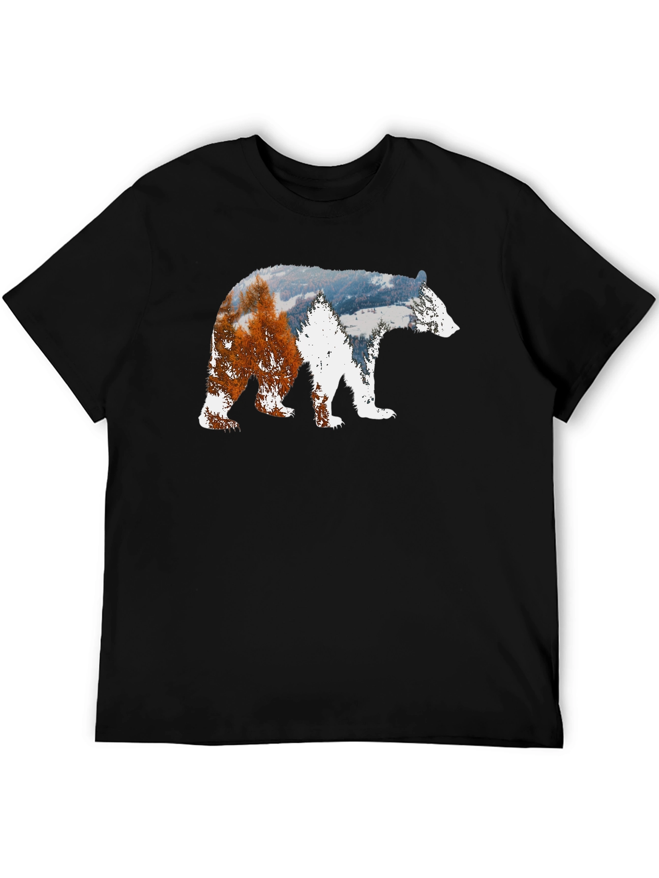 Bear Silhouette Nature Scene Graphic Tee