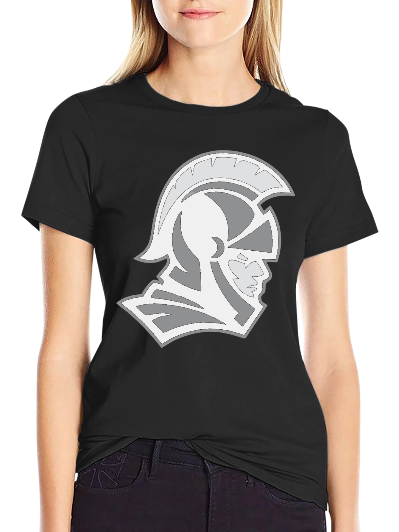 Spartan Helmet Graphic Tee - Black Cotton T-Shirt