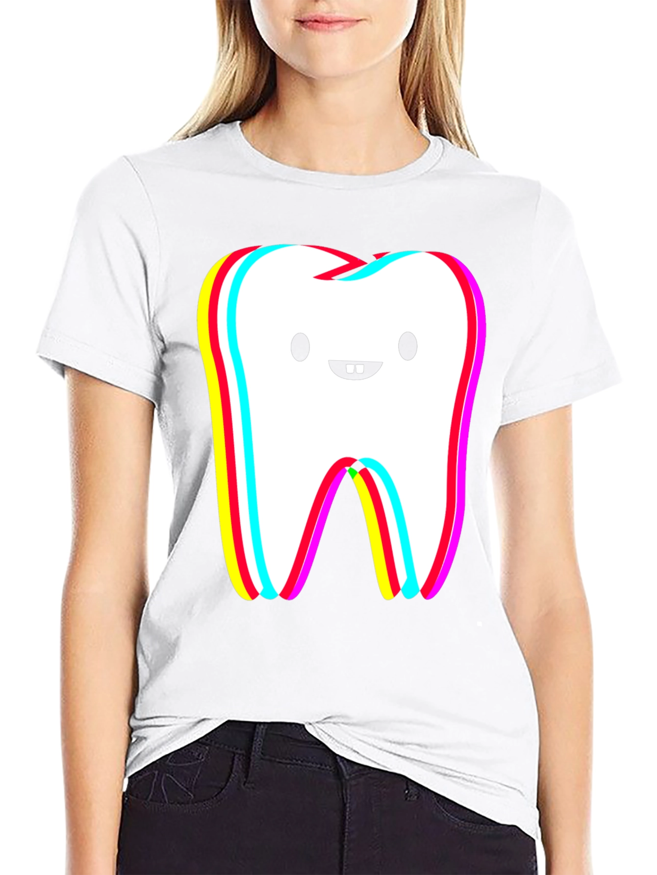 Funny Tooth Graphic Black T-Shirt