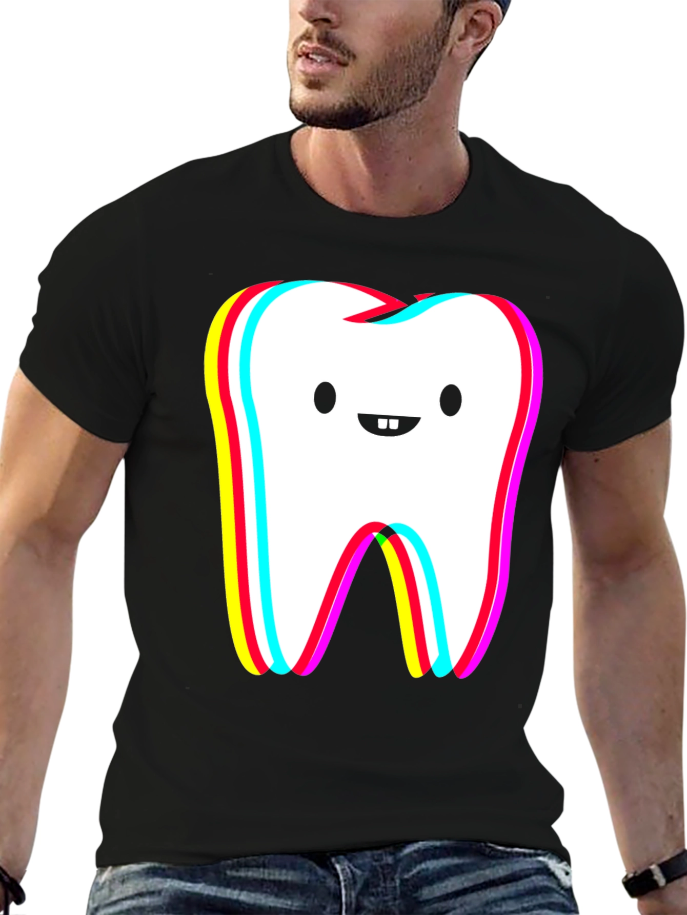 Funny Tooth Graphic Black T-Shirt
