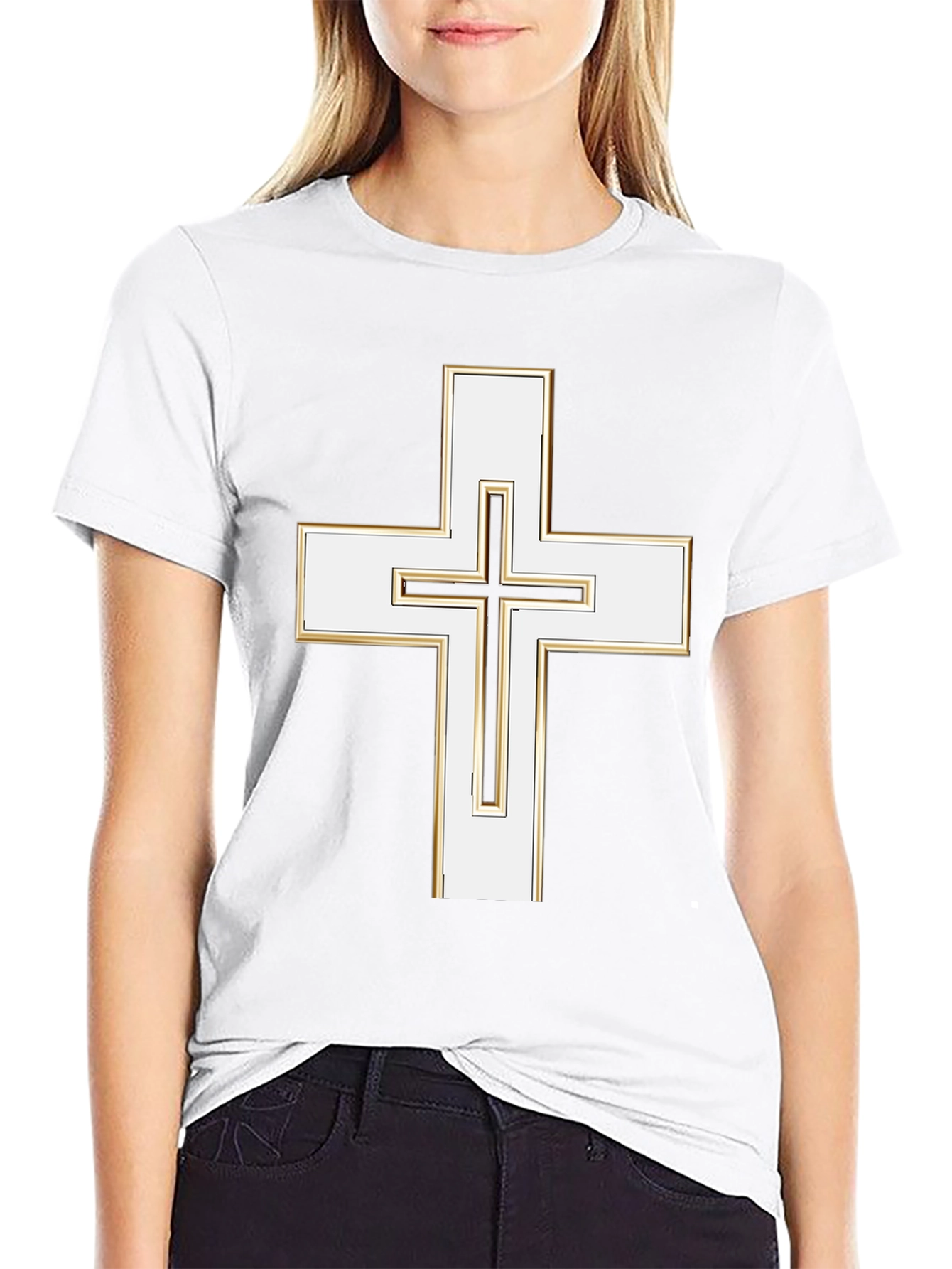 Christian Cross Graphic Tee - Black Casual T-Shirt