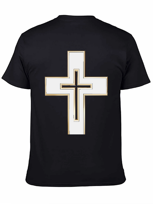 Christian Cross Graphic Tee - Black Casual T-Shirt