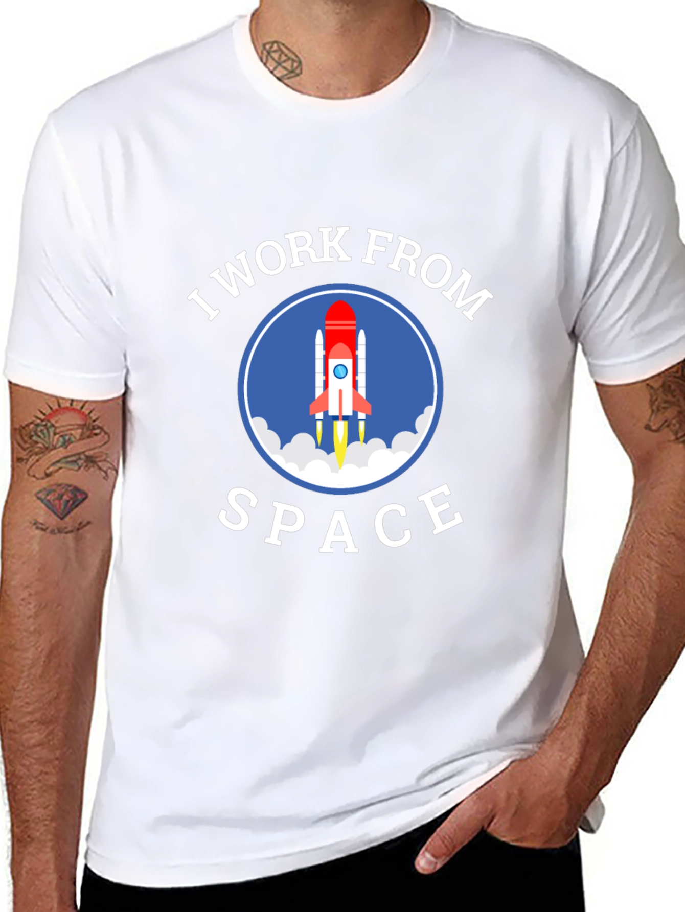 I Work From Space Graphic T-Shirt - Black