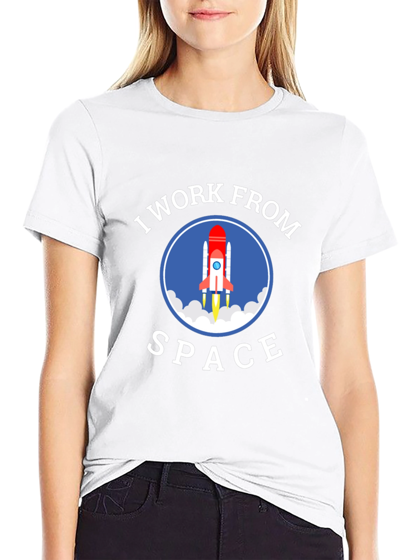 I Work From Space Graphic T-Shirt - Black
